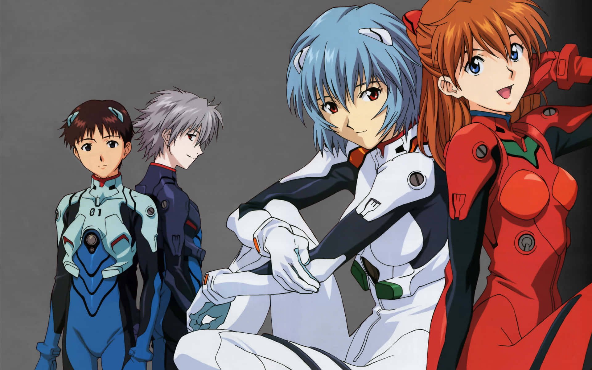 Sina Asuka at Shinji, dalawa sa pinakamamahal na karakter ng Neon Genesis Evangelion. Wallpaper