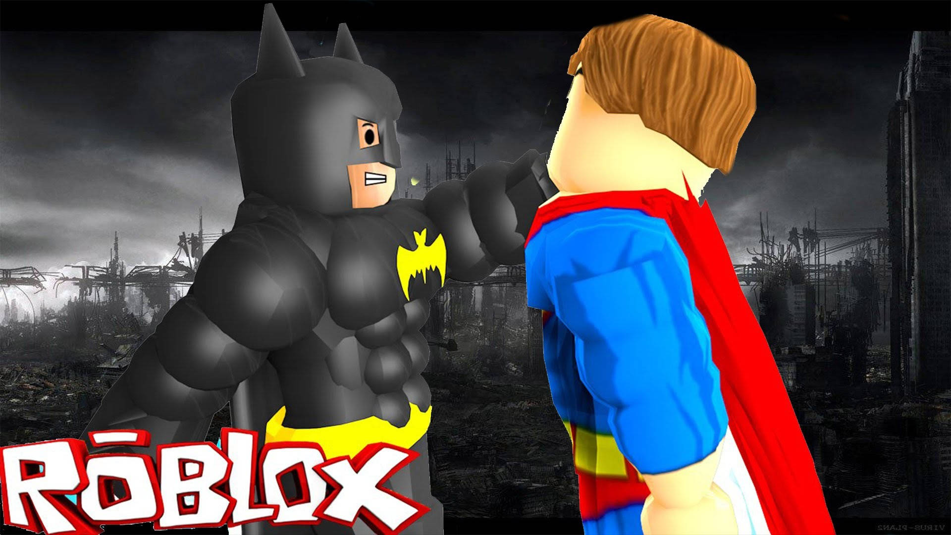 Sina Batman at Superman sa mundo ng Roblox Wallpaper