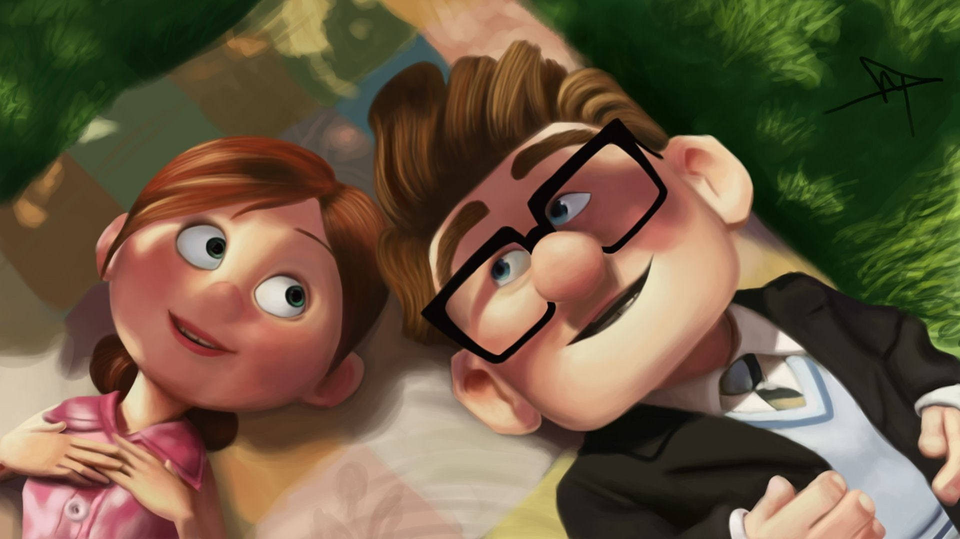 Sina Ellie at Carl Fredricksen sa Pelikulang Up Wallpaper