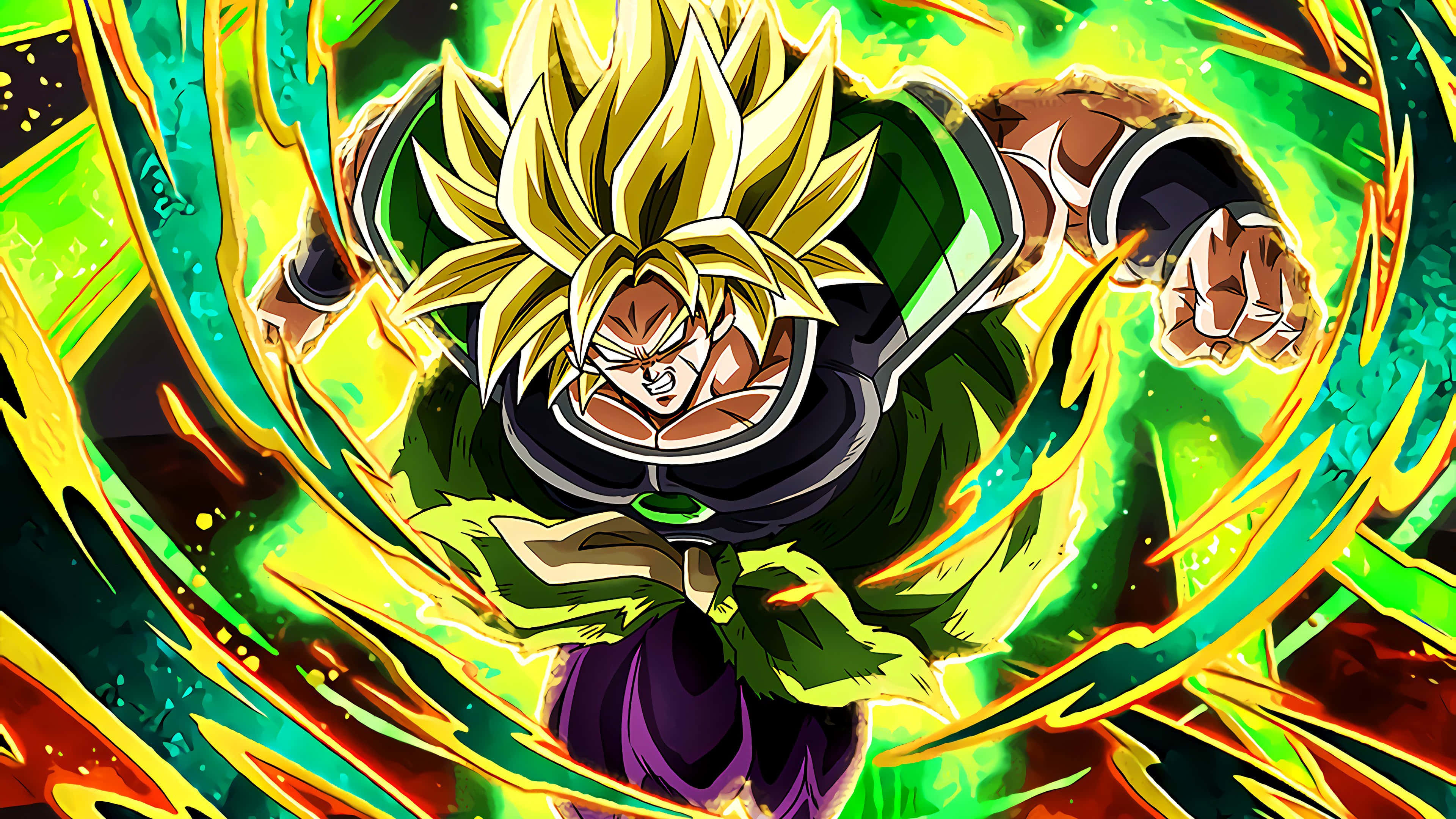 Sina Goku at Vegeta ay humaharap sa nakakatakot na mandirigma, si Broly, sa Dragon Ball Super Broly. Wallpaper