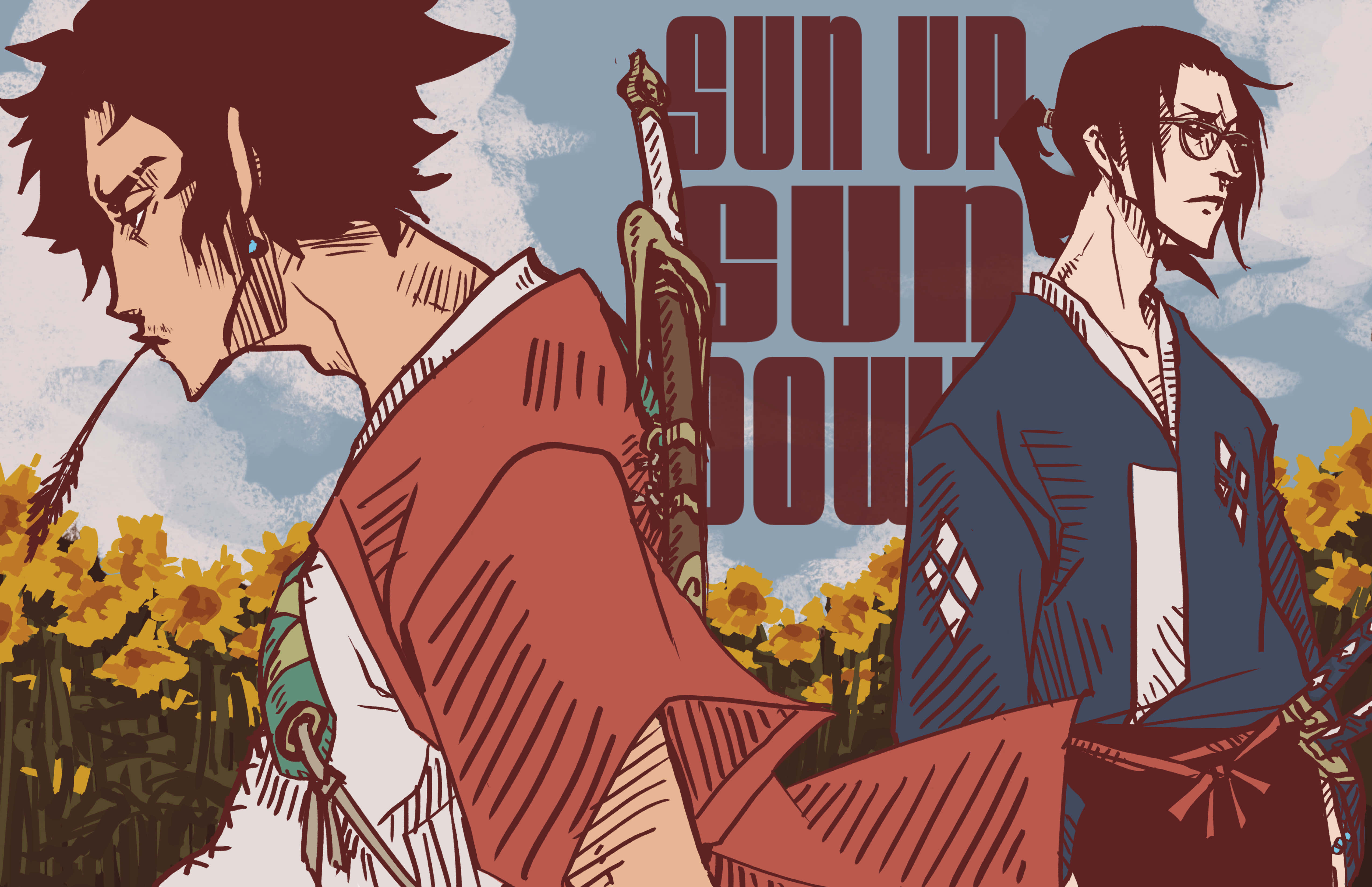 Sina Jin, Fuu at Mugen, tatlong magkakaibigan sa isang paglalakbay Wallpaper