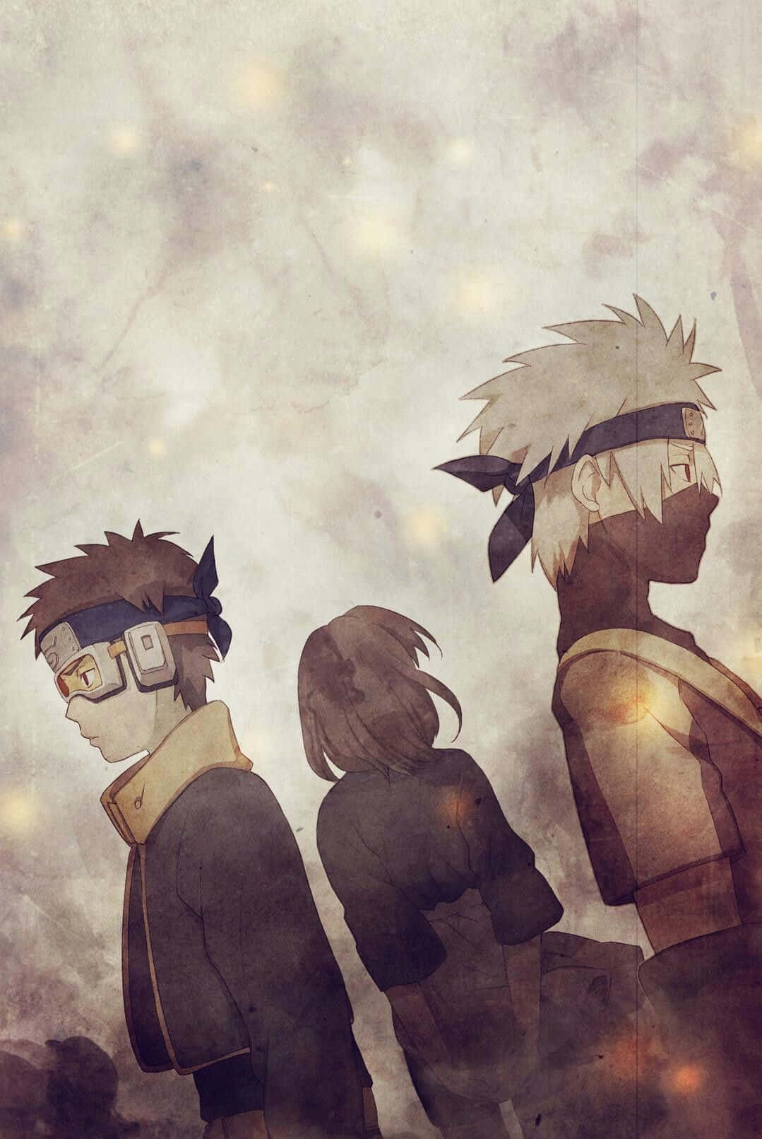 Sina Kakashi at Obito Kasama si Rin Wallpaper