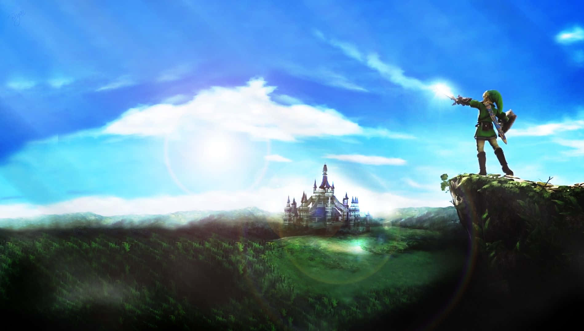 Sina Link at Zelda na nagmamadali upang iligtas ang Kapuluan sa The Legend of Zelda Wallpaper