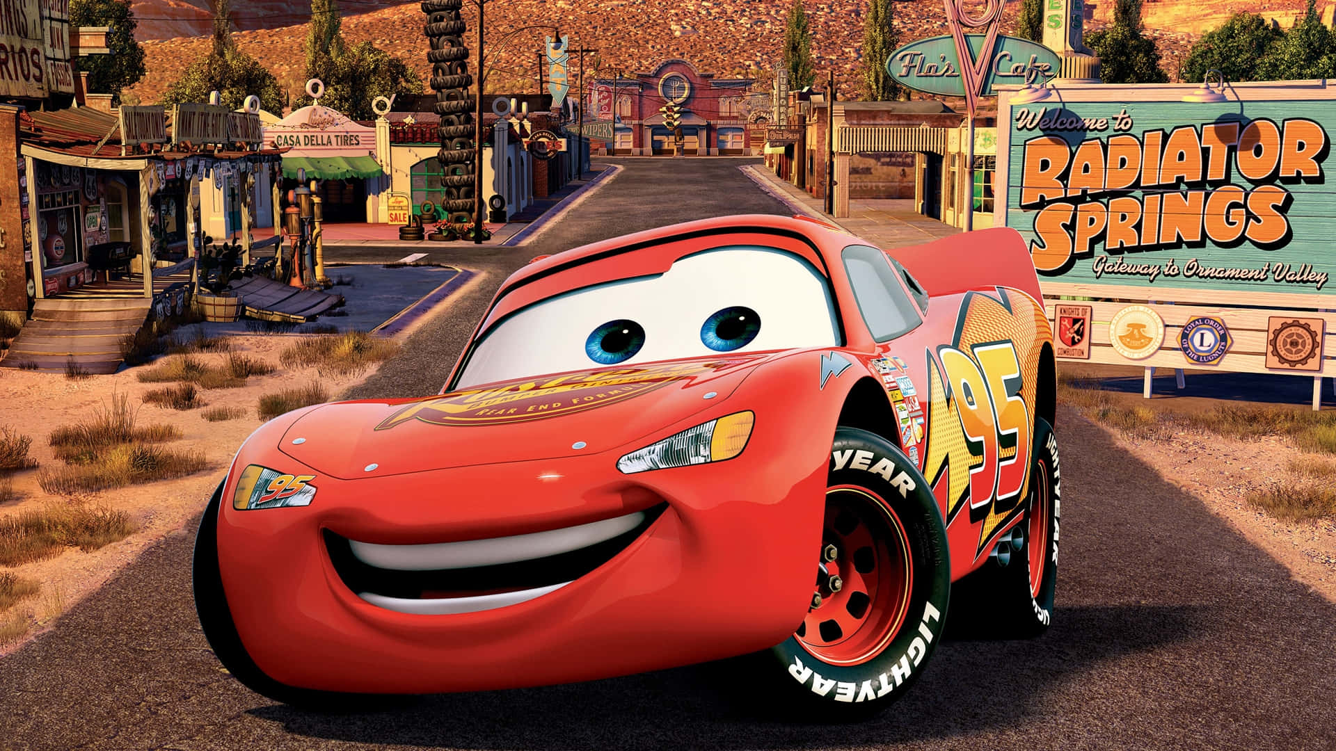 Sina Mater at Lightning McQueen sa Aksyon Wallpaper