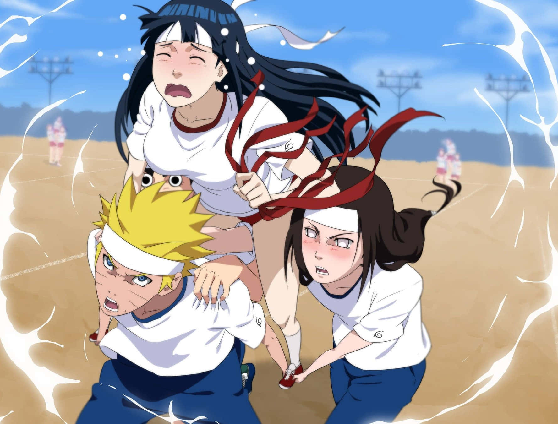 Sina Naruto at Neji Hyuga na Buhat si Hinata Wallpaper
