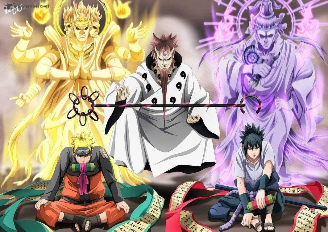 Sina Naruto at Sasuke sa Aksyon Wallpaper