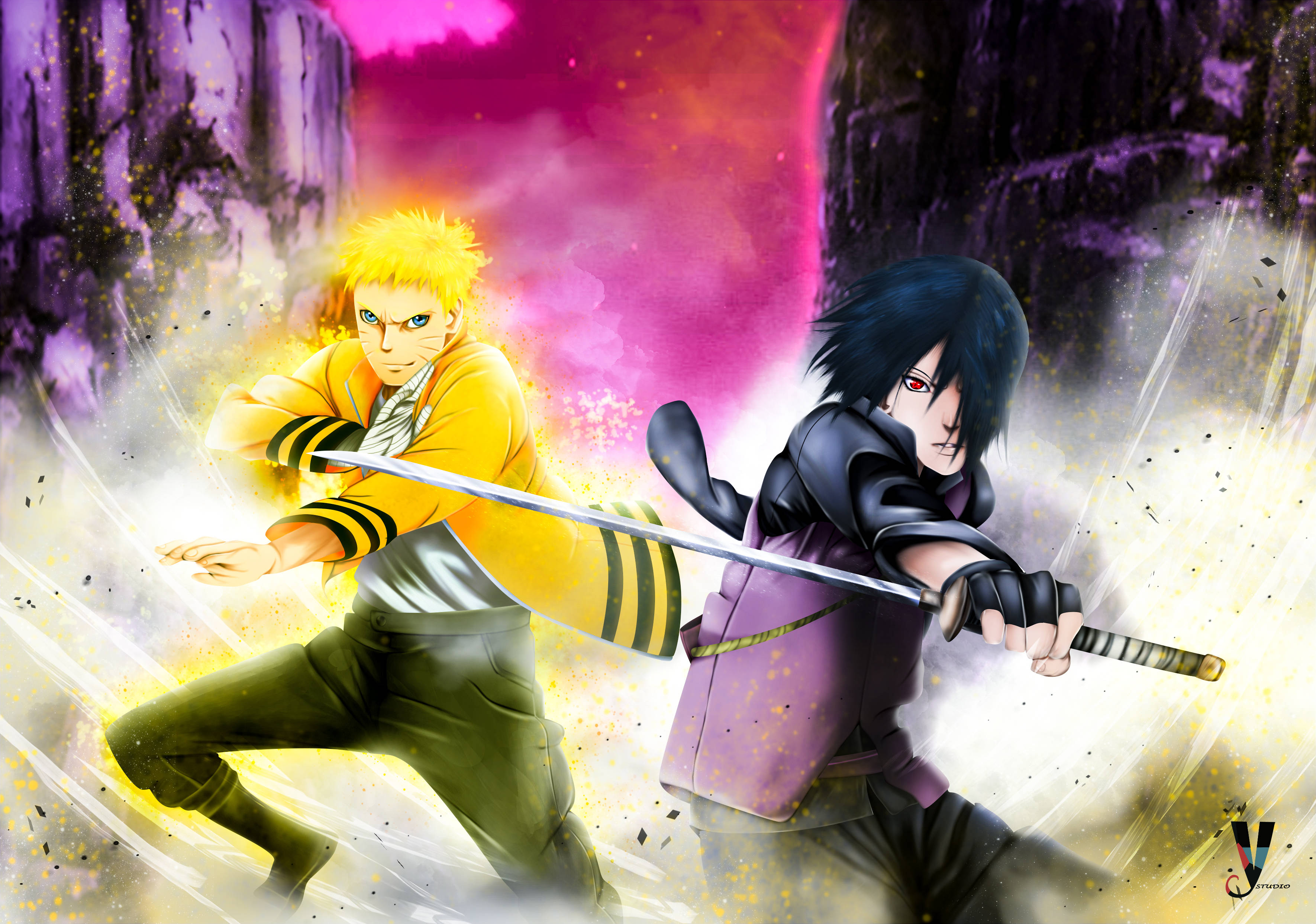 Sina Naruto at Sasuke sa Boruto Wallpaper