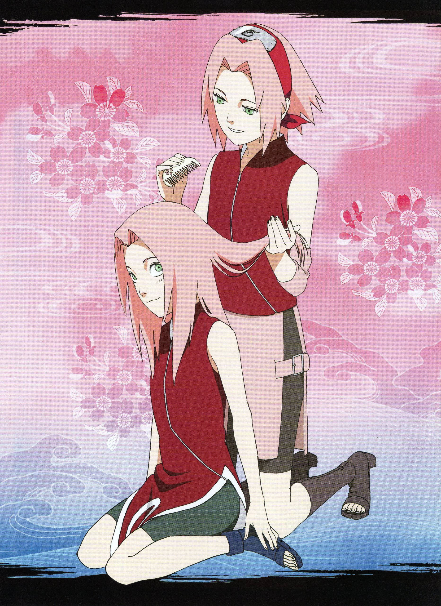 Sina Sakura Bata at Matanda sa Naruto Anime Wallpaper