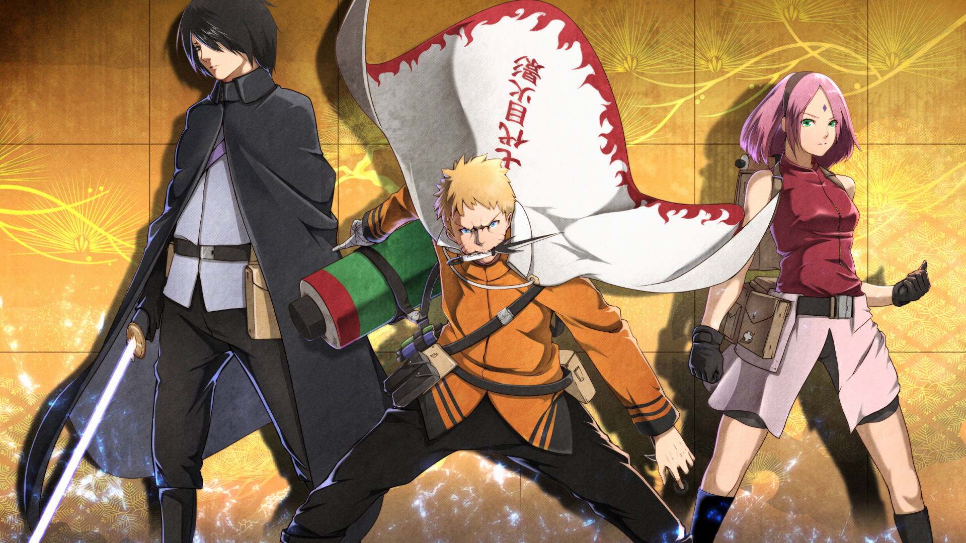 Sina Sakura, Naruto at Sasuke na Matatanda Wallpaper