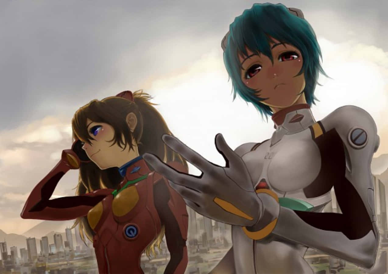 Sina Shinji Ikari at Rei Ayanami sa Neon Genesis Evangelion Wallpaper