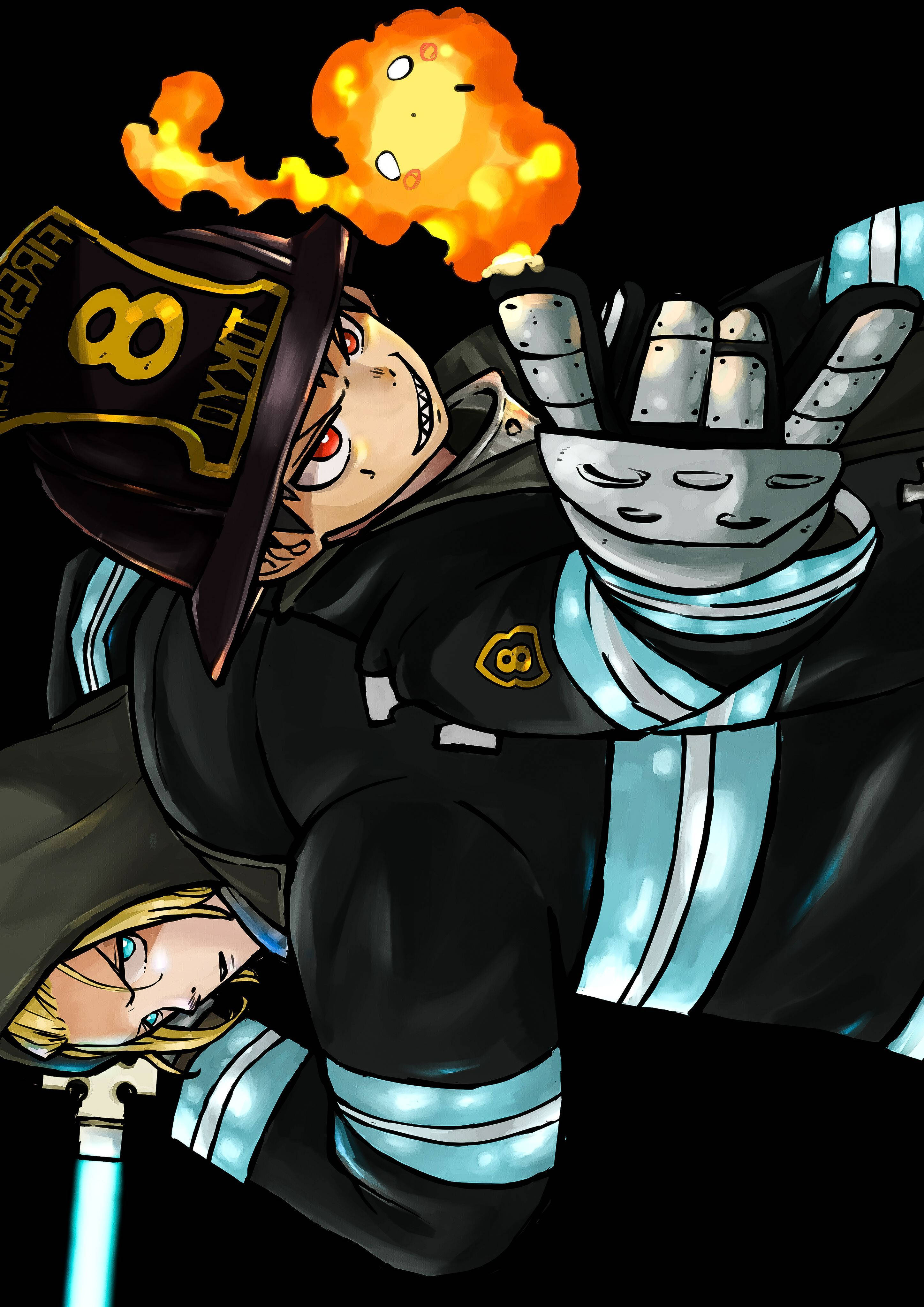 Sina Shinra at Arthur ay humaharap sa Infernal Wallpaper