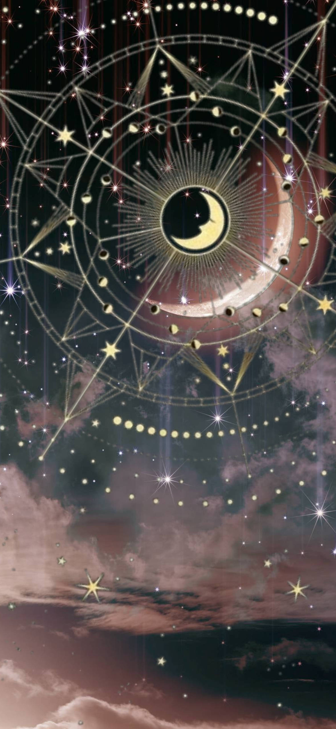 Singsing ng Buwan na May Espiritwal na Estetika Wallpaper