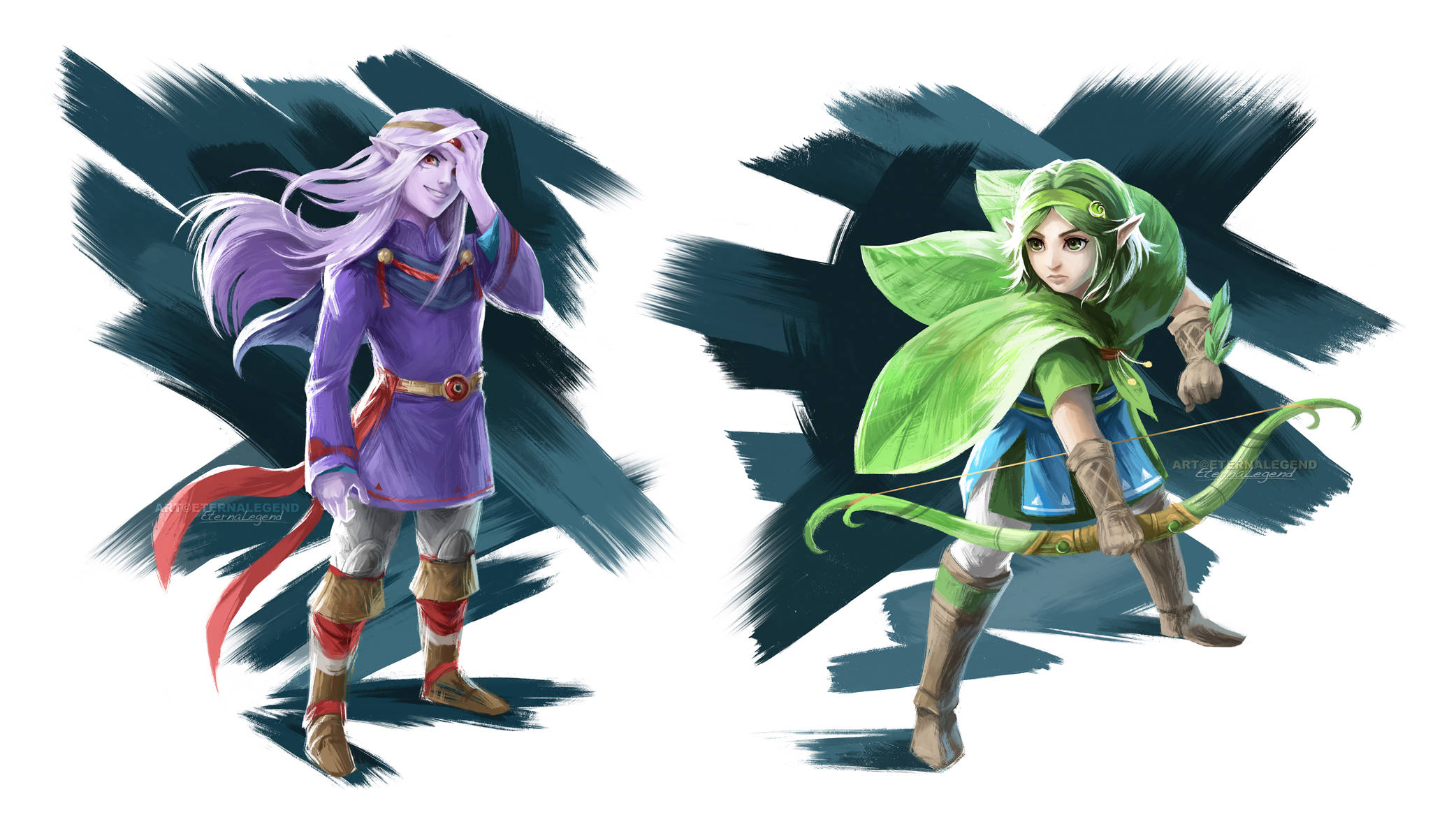 Sining Digital ng BOTW Vaati at Saria Wallpaper