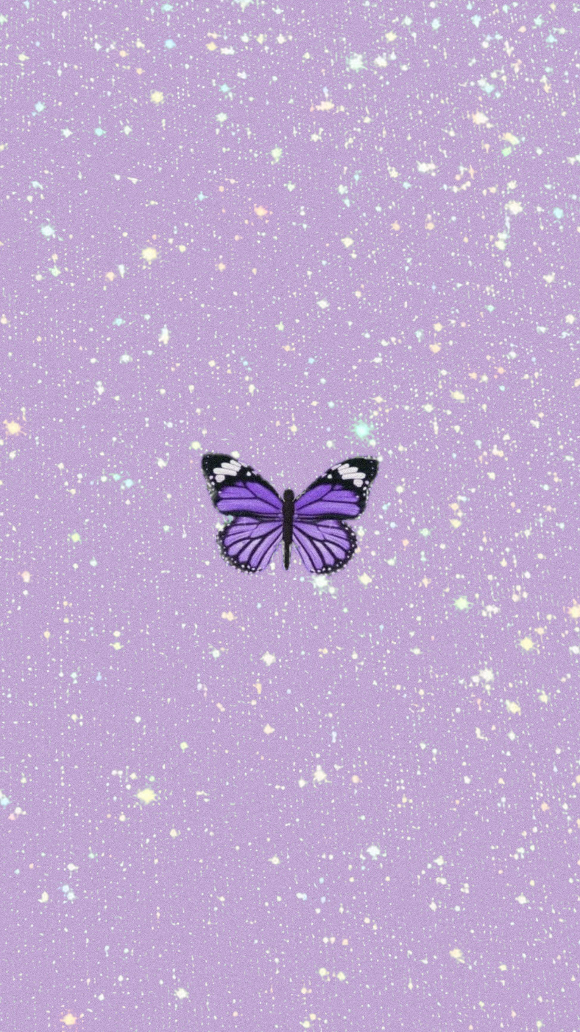 Sining Grapiko ng Paru-paro na Lilang Pastel na iPhone Wallpaper