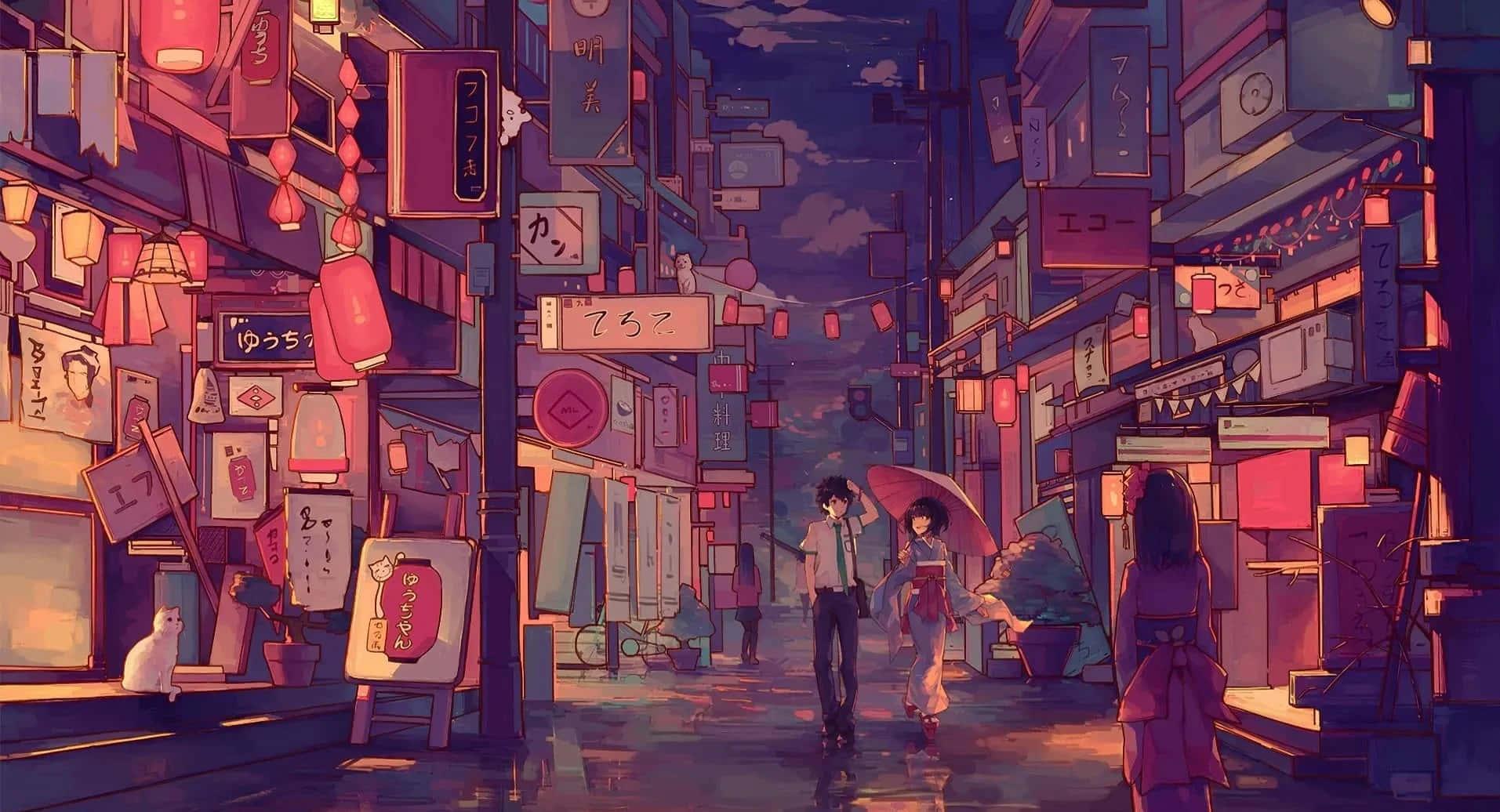 Sining Hapon ng Magkasintahan sa Desktop Wallpaper