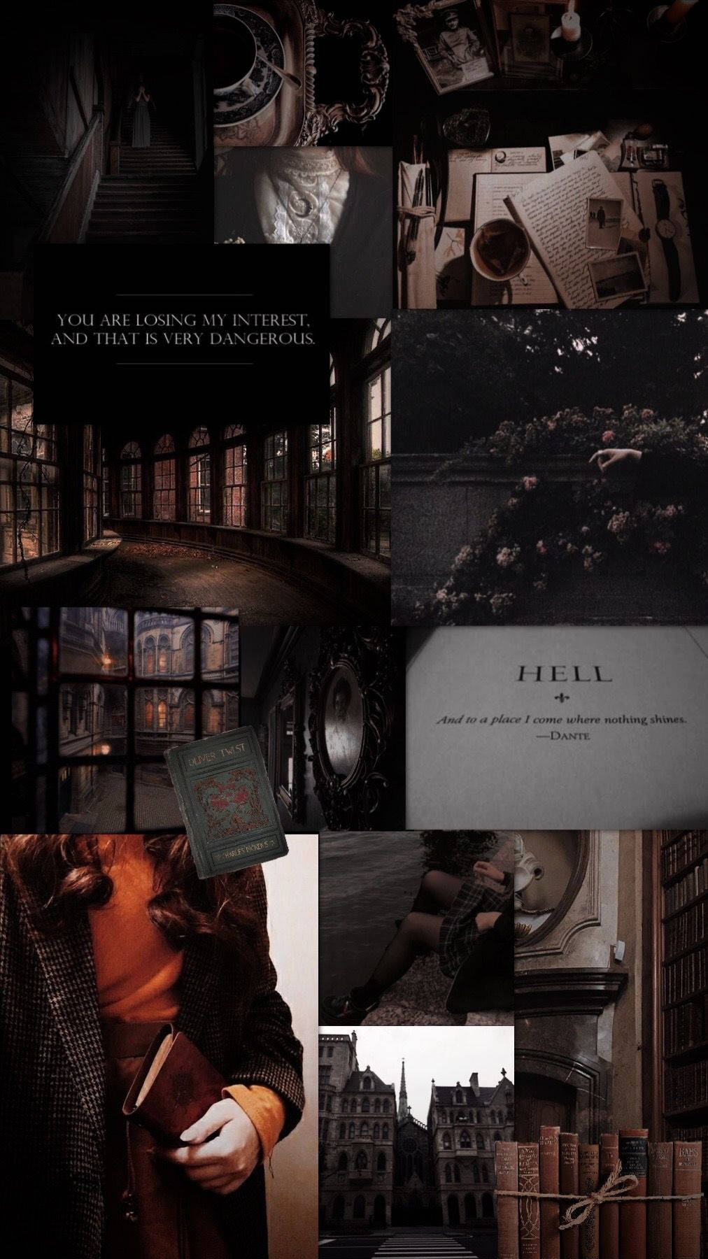 Sining na Collage ng Dark Academia Aesthetic Wallpaper