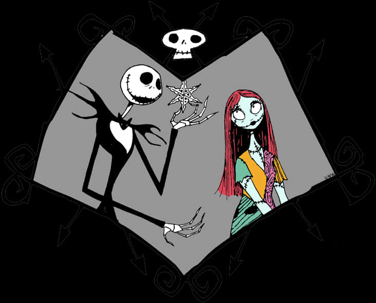 Sining na Jack at Sally mula sa Nightmare Before Christmas Wallpaper