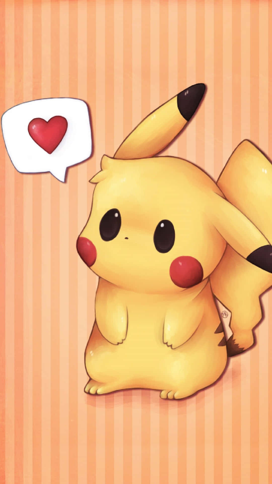 Sining na Kahel ng Cute na Baby Pikachu Wallpaper