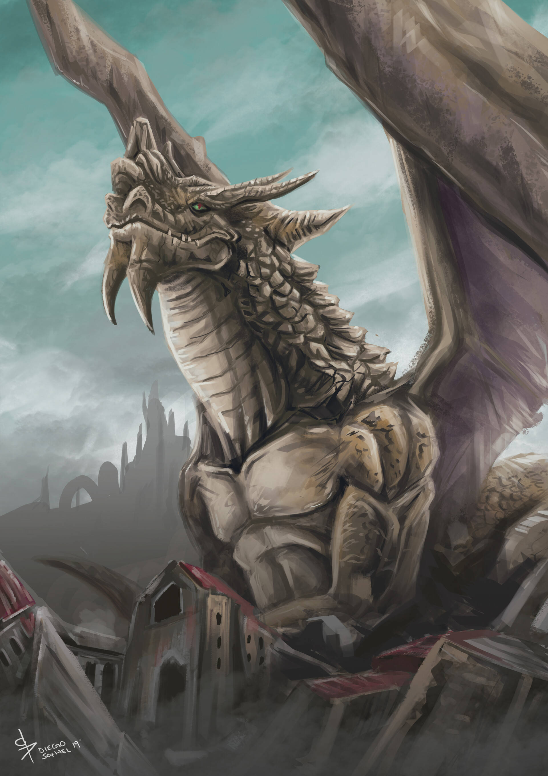 Sining na Light Brown Earth Dragon Wallpaper