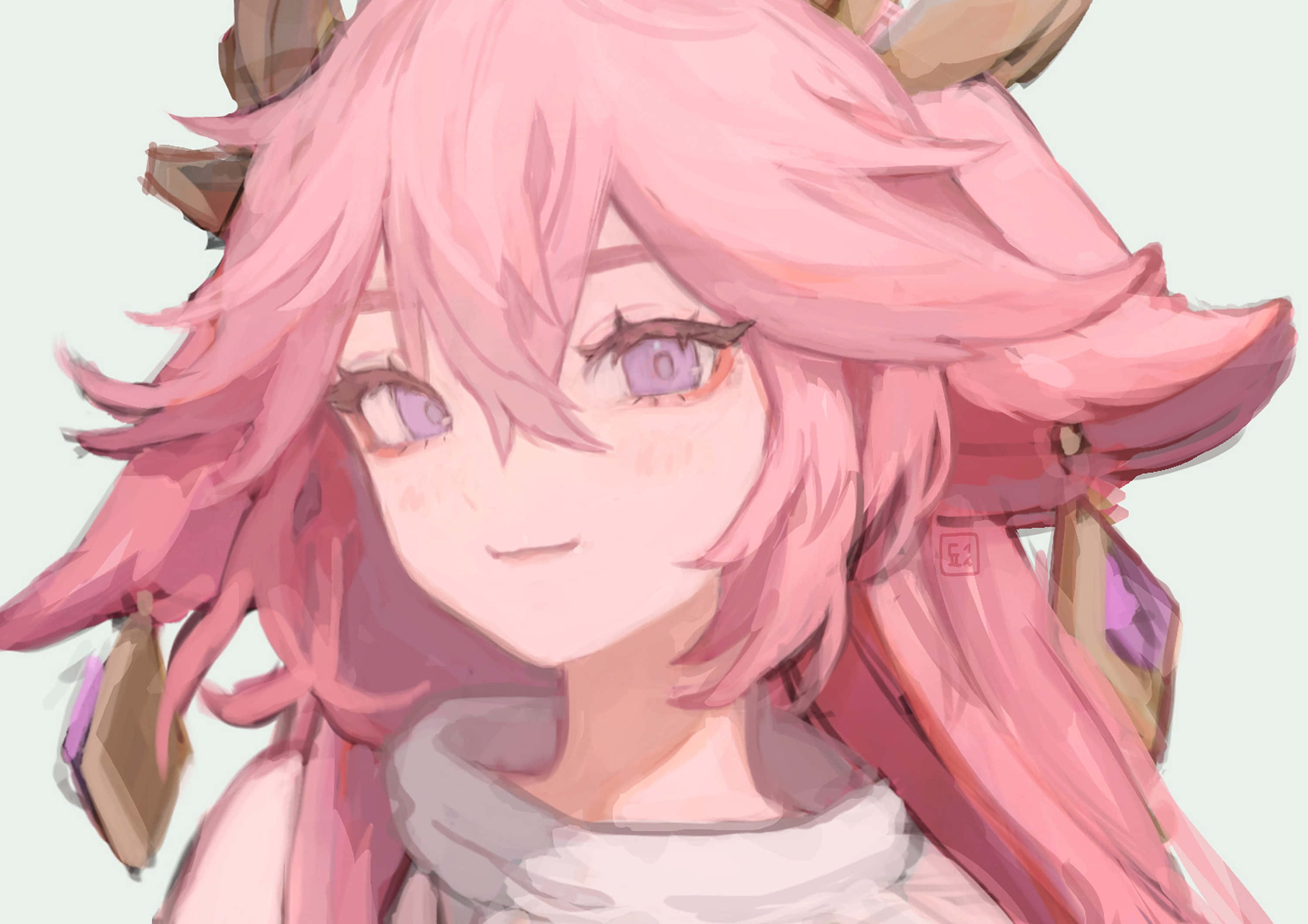 Sining na May Tekstura ni Yae Miko Pfp Wallpaper