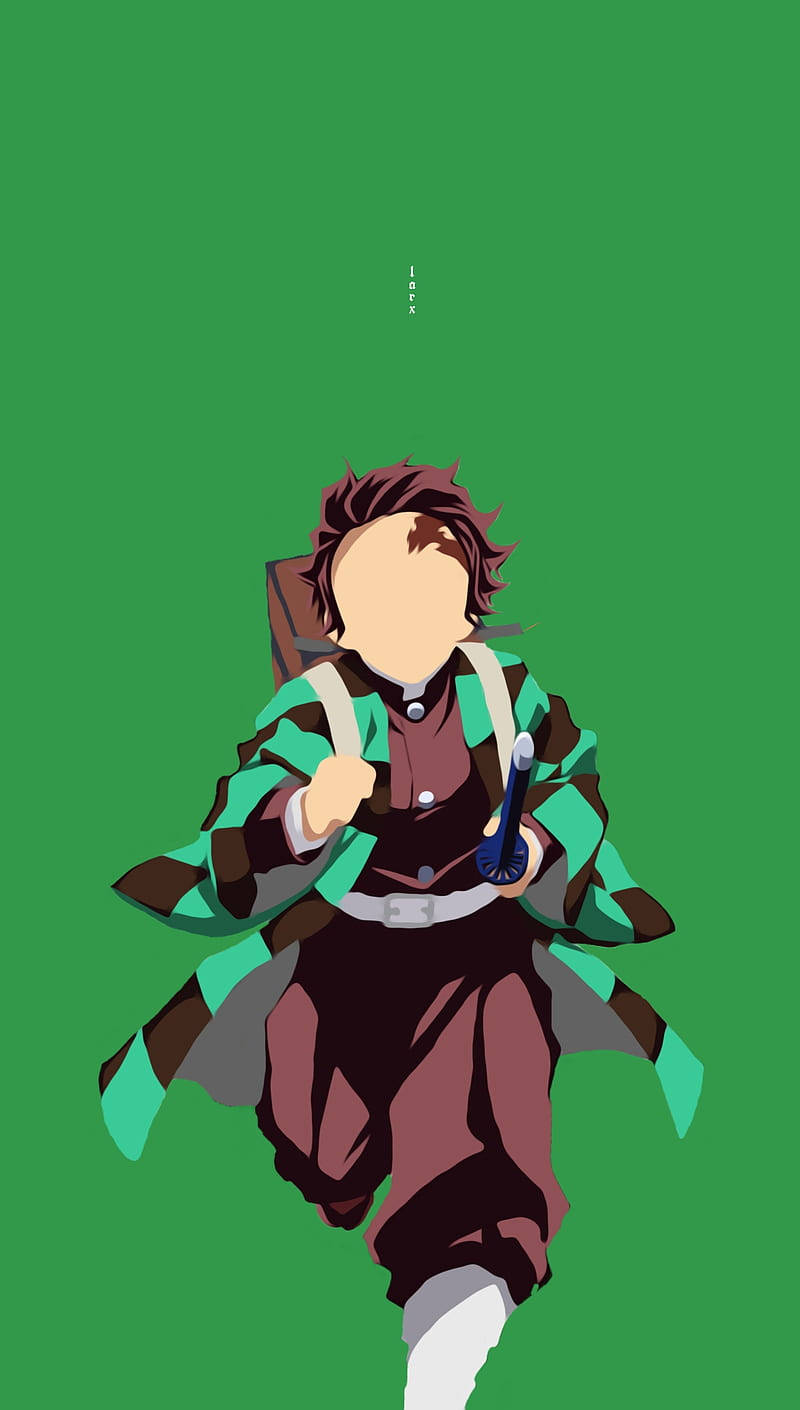 Sining na Minimalistang Anime - Si Tanjiro Kamado mula sa Demon Slayer sa Screen ng Telepono Wallpaper