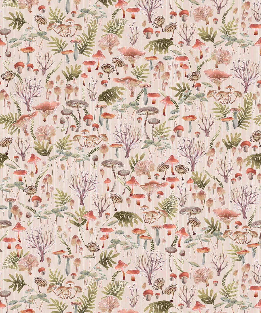 Sining na Watercolor ng Vintage na Cute na Kabute Wallpaper