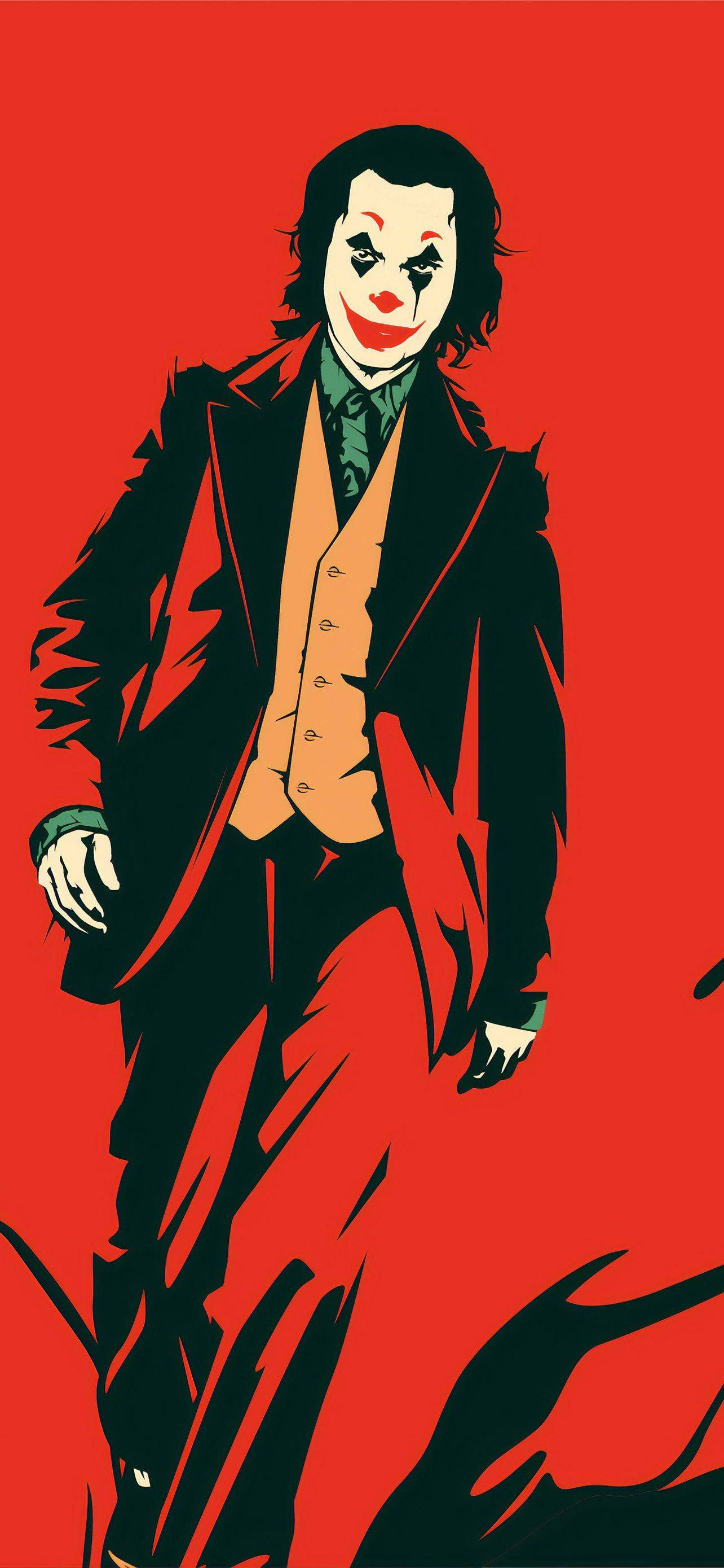 Sining ng 3D Joker na Pula Aesthetic para sa iPhone Wallpaper