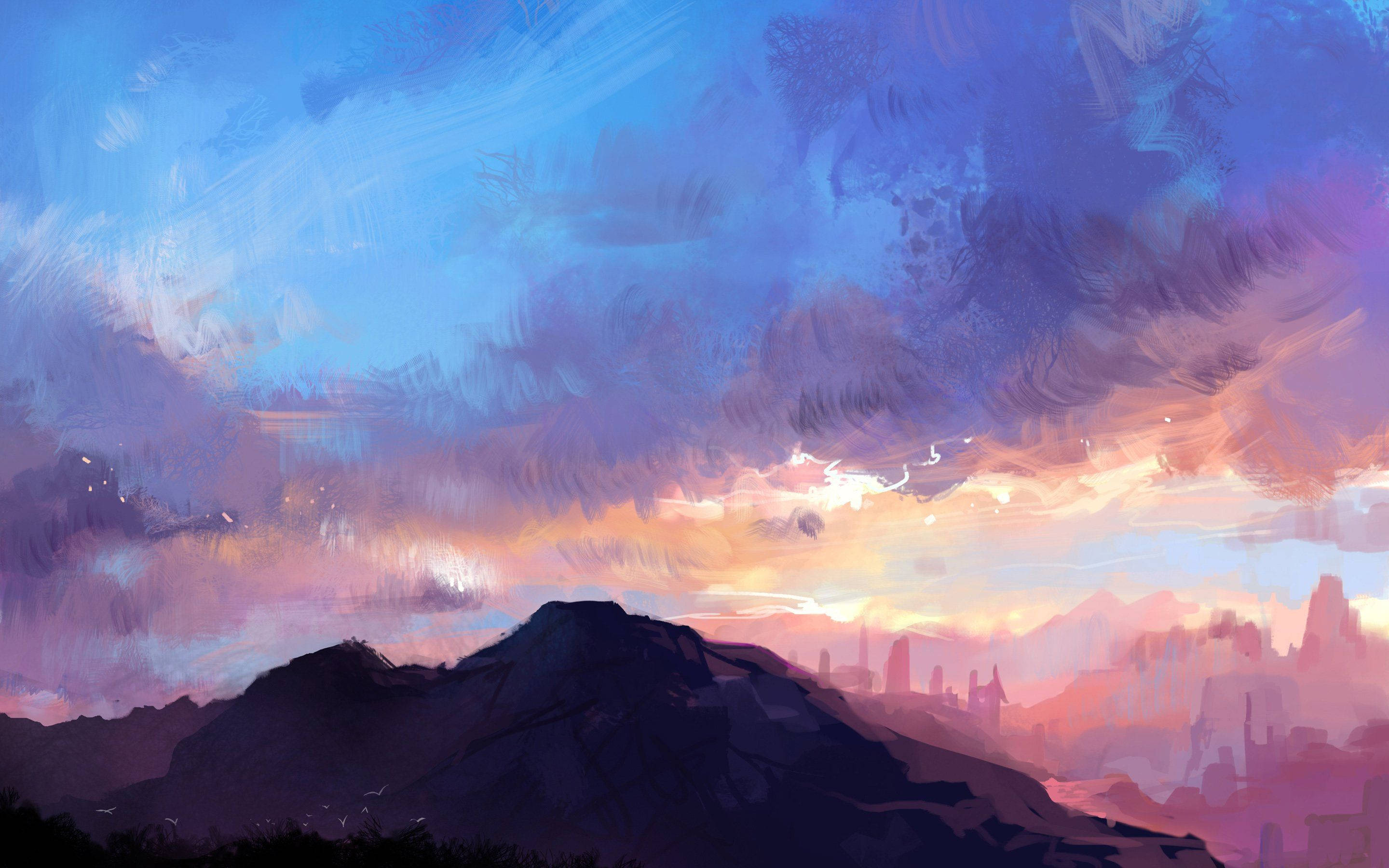 Sining ng Anime Landscape Paint Wallpaper