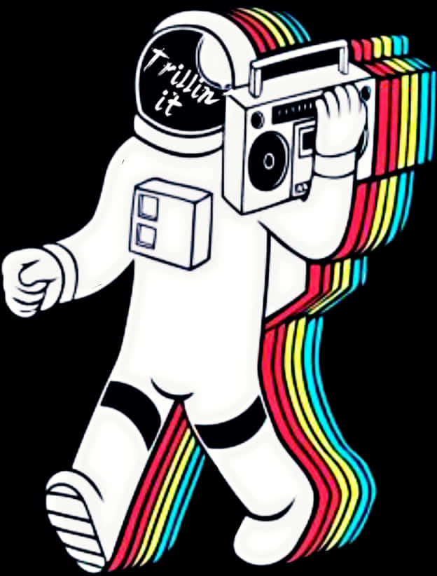 Sining ng Astronaut na May Boombox Wallpaper