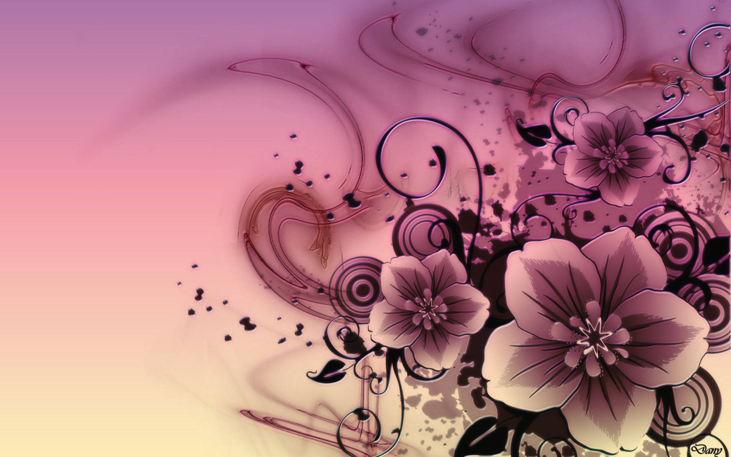 Sining ng Bulaklak na Kulay Rosas Wallpaper