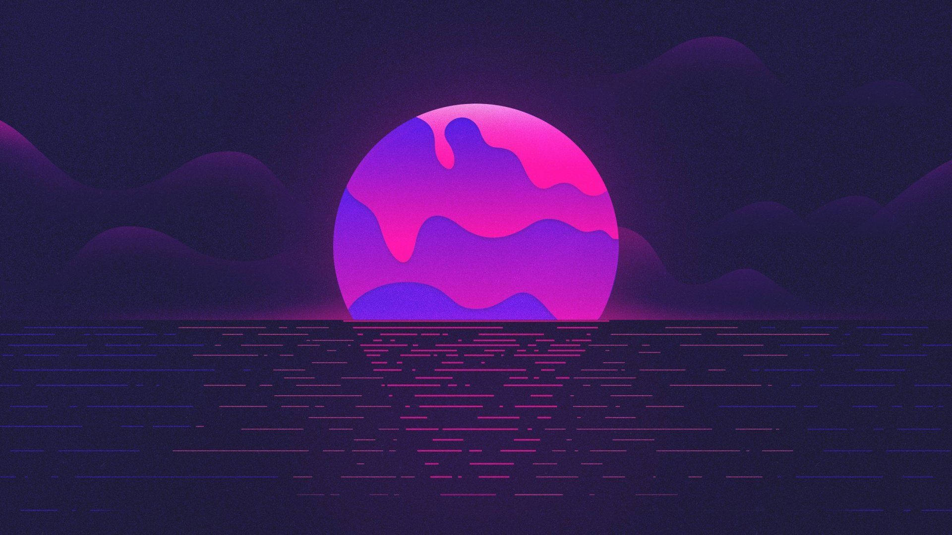 Sining ng Buwan na Aesthetic na Lila Madilim Wallpaper