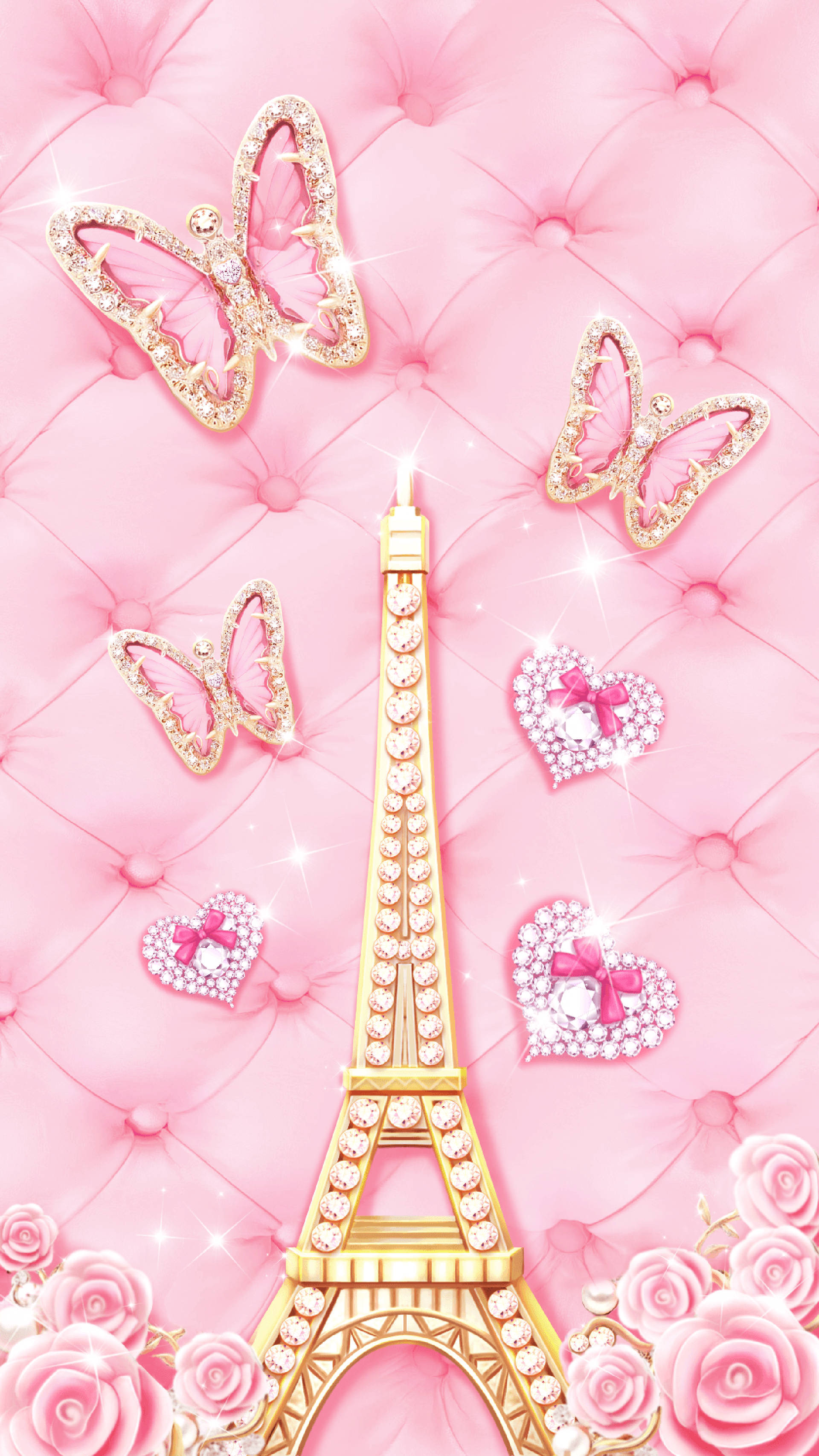 Sining ng Cute na Pink na Eiffel Tower Wallpaper