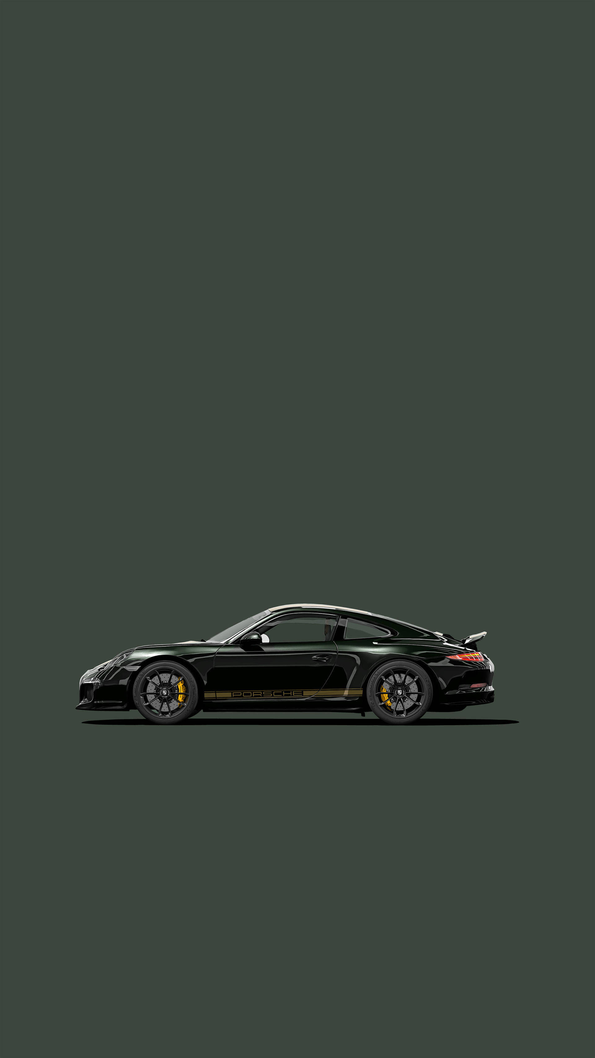Sining ng Dark Green na Porsche 911 Wallpaper