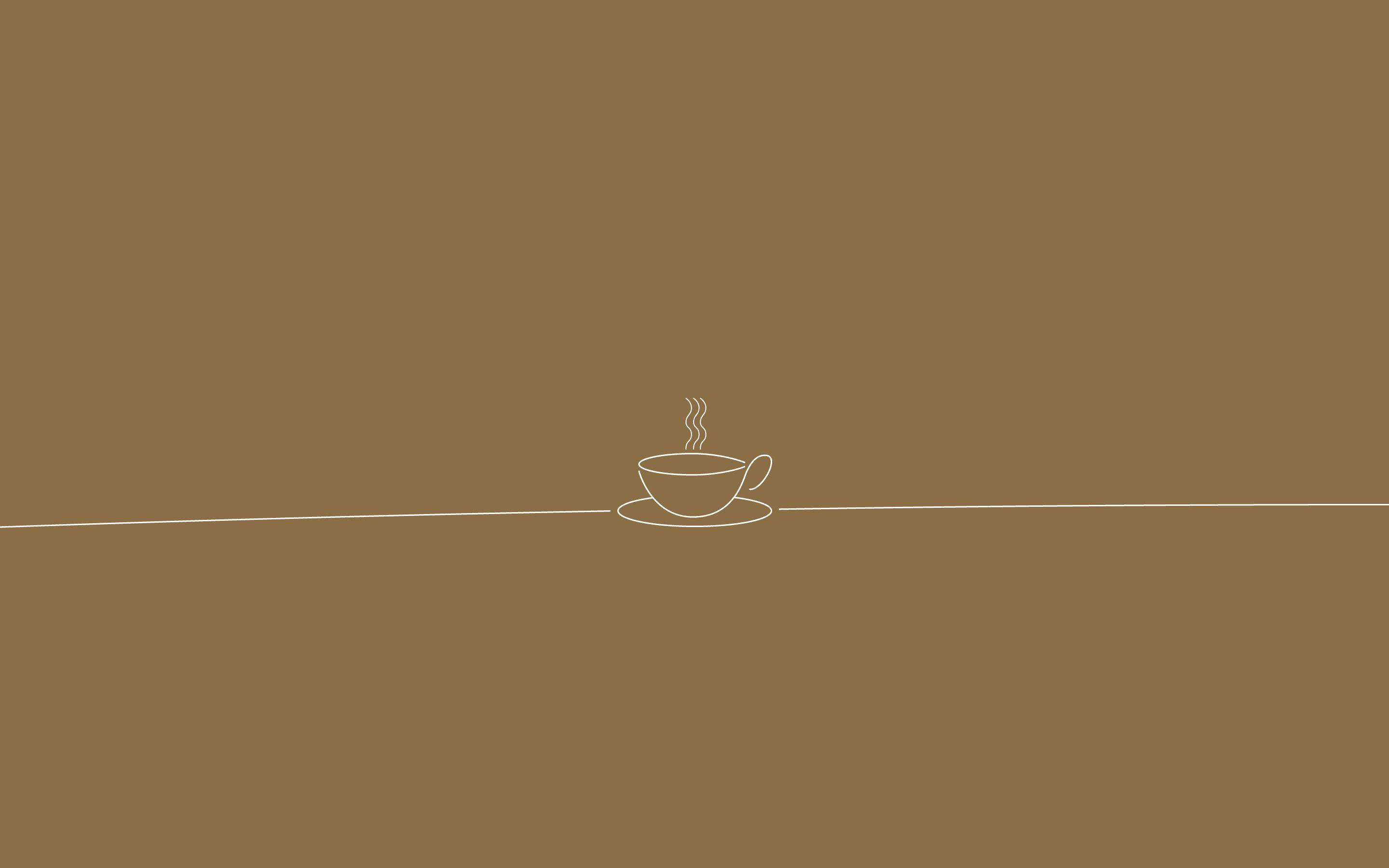 Sining ng Doodle ng Tasa na Aesthetic na Light Brown Wallpaper