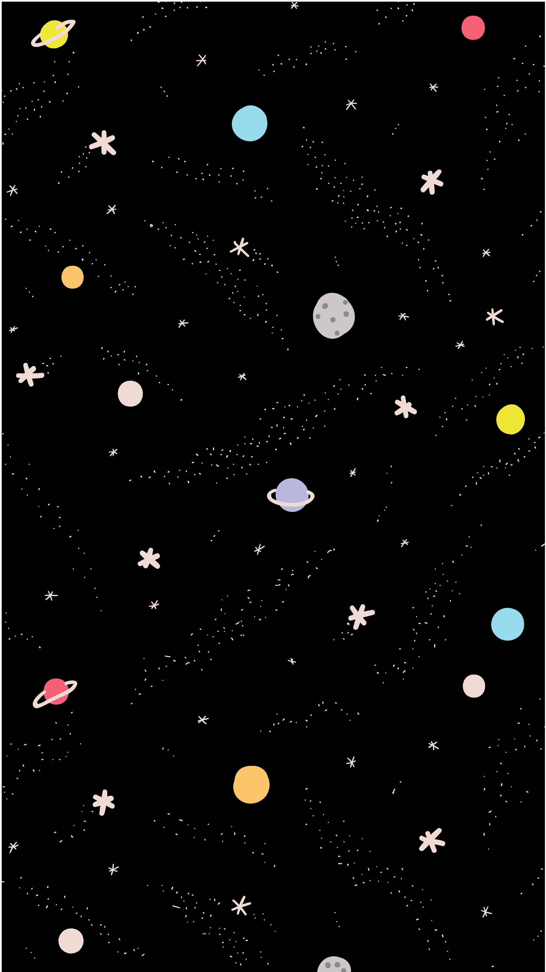 Sining ng Doodle ng Planeta na Aesthetic ng Kalawakan Wallpaper