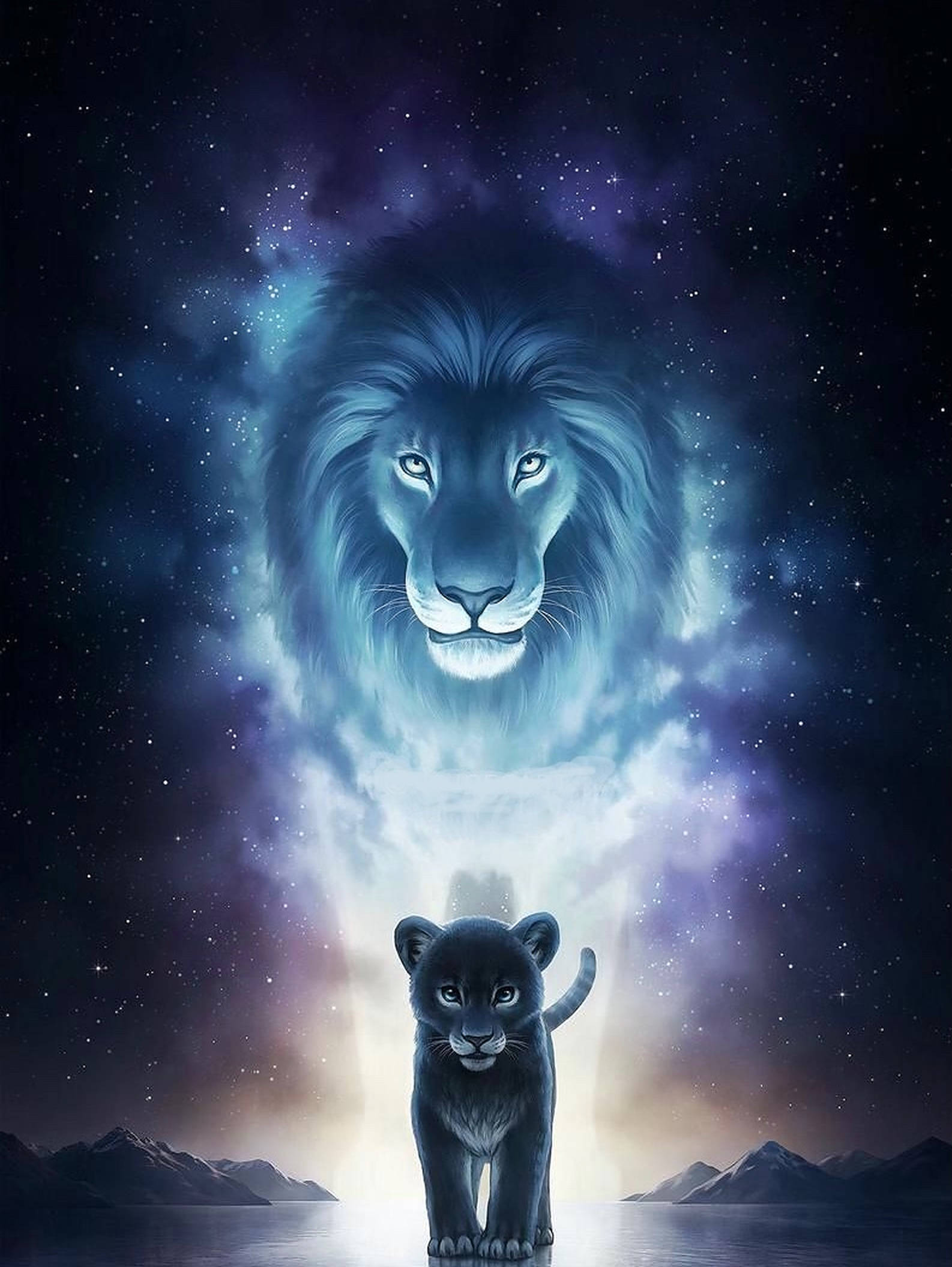 Sining ng Galaxy Lion King Wallpaper