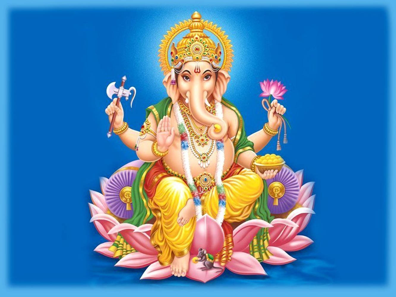 Sining ng Ganesh Desktop na may Pink Lotus na Trono Wallpaper