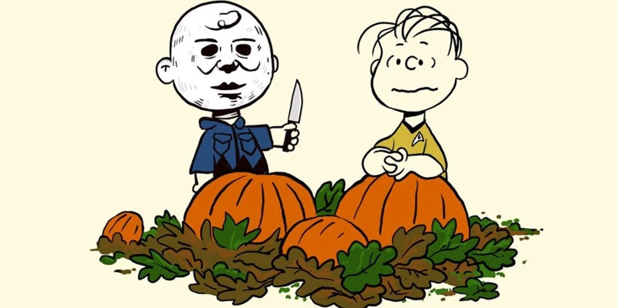 Sining ng Halloween nina Charlie Brown at Linus Wallpaper