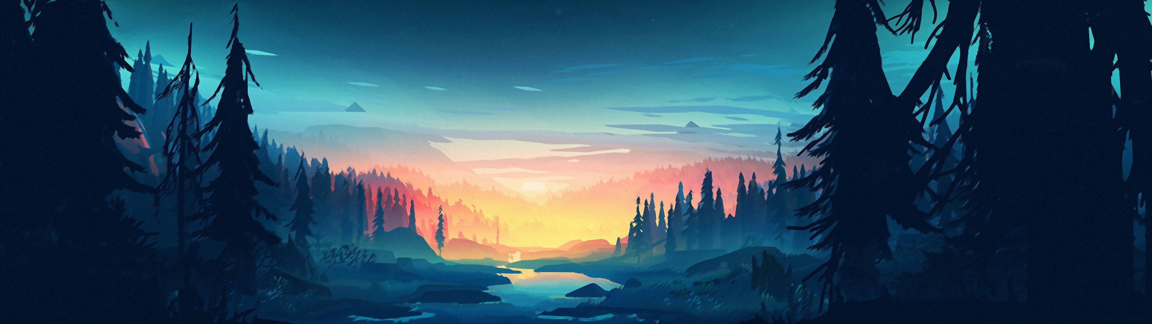 Sining ng Kalikasan para sa Dalawahang Monitor na 3840x1080 HD Wallpaper