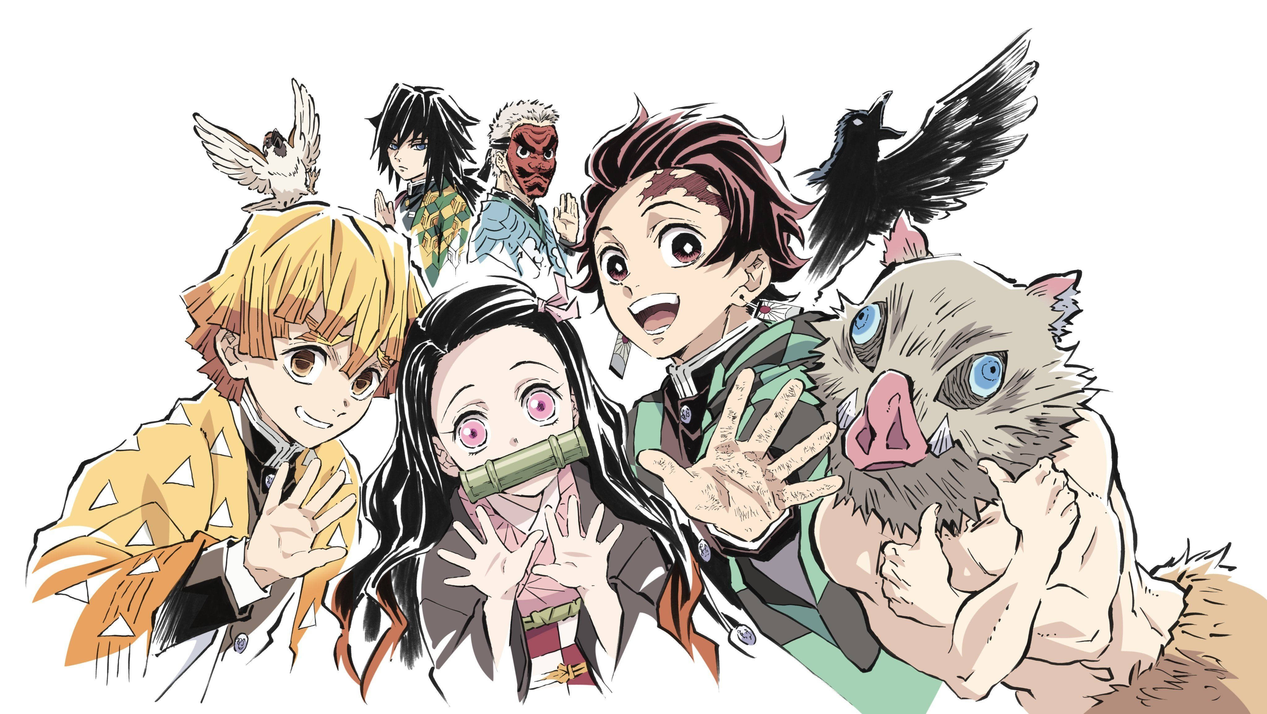 Sining ng Karakter na Maskara ng Demon Slayer na Baboy-ramo Wallpaper