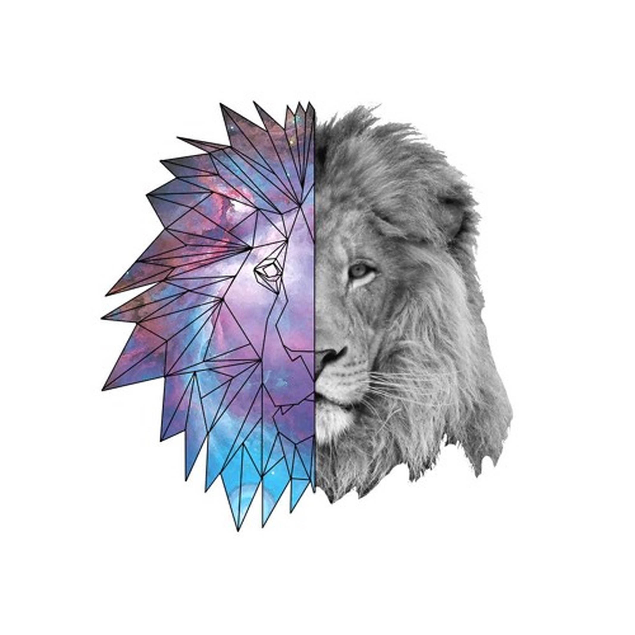 Sining ng Leon na Galaxy Polygon Wallpaper
