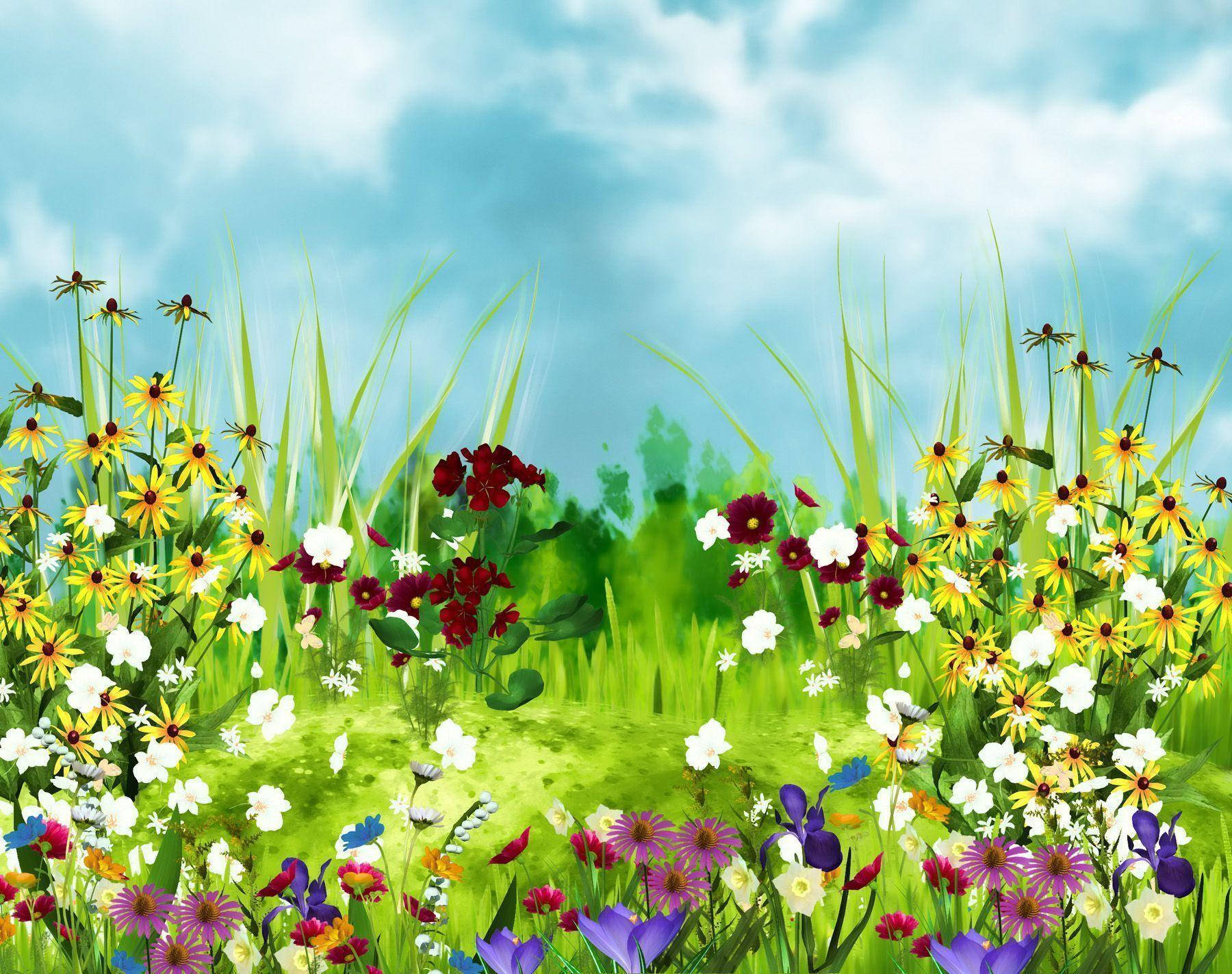 Sining ng Magagandang Bulaklak sa Tagsibol Wallpaper