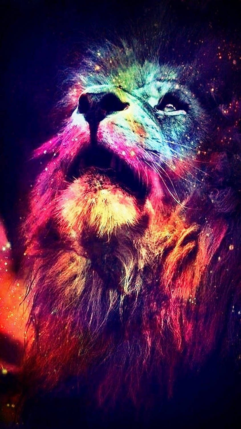 Sining ng Makulay na Leon sa 4K para sa Mobile Wallpaper