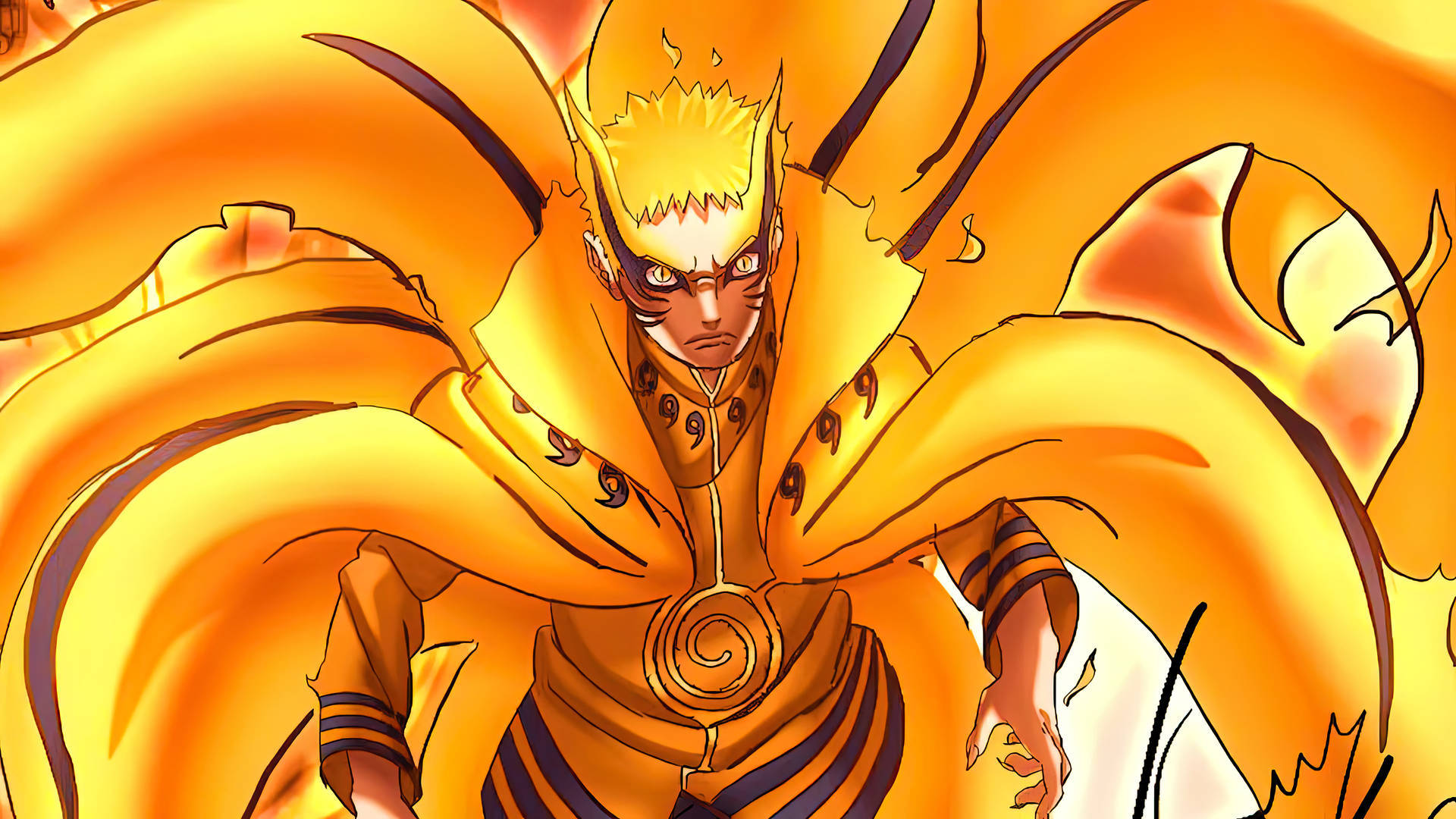 Sining ng Naruto Baryon Mode na Kulay Kahel Wallpaper
