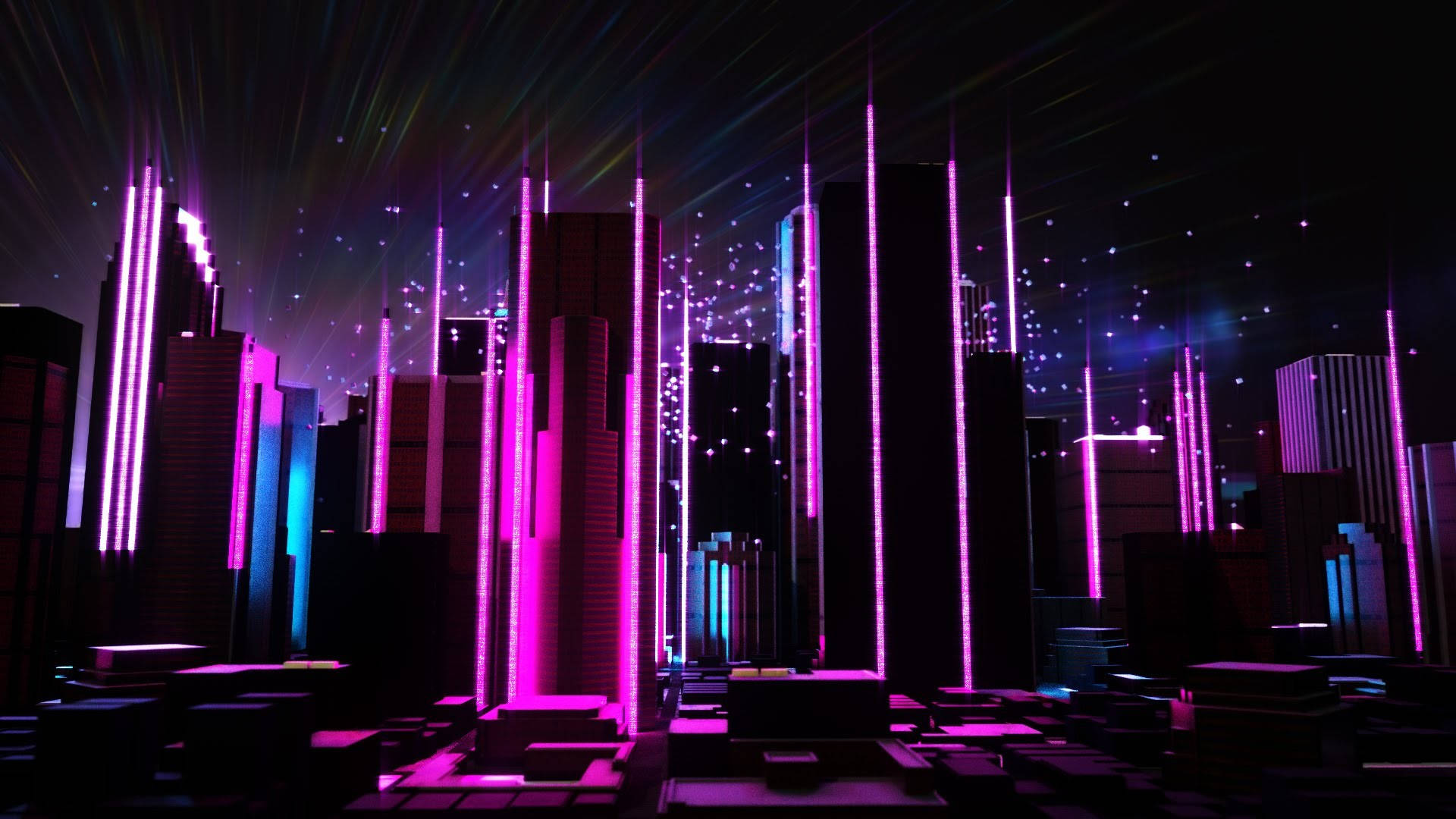 Sining ng Neon City para sa Chromebook Wallpaper