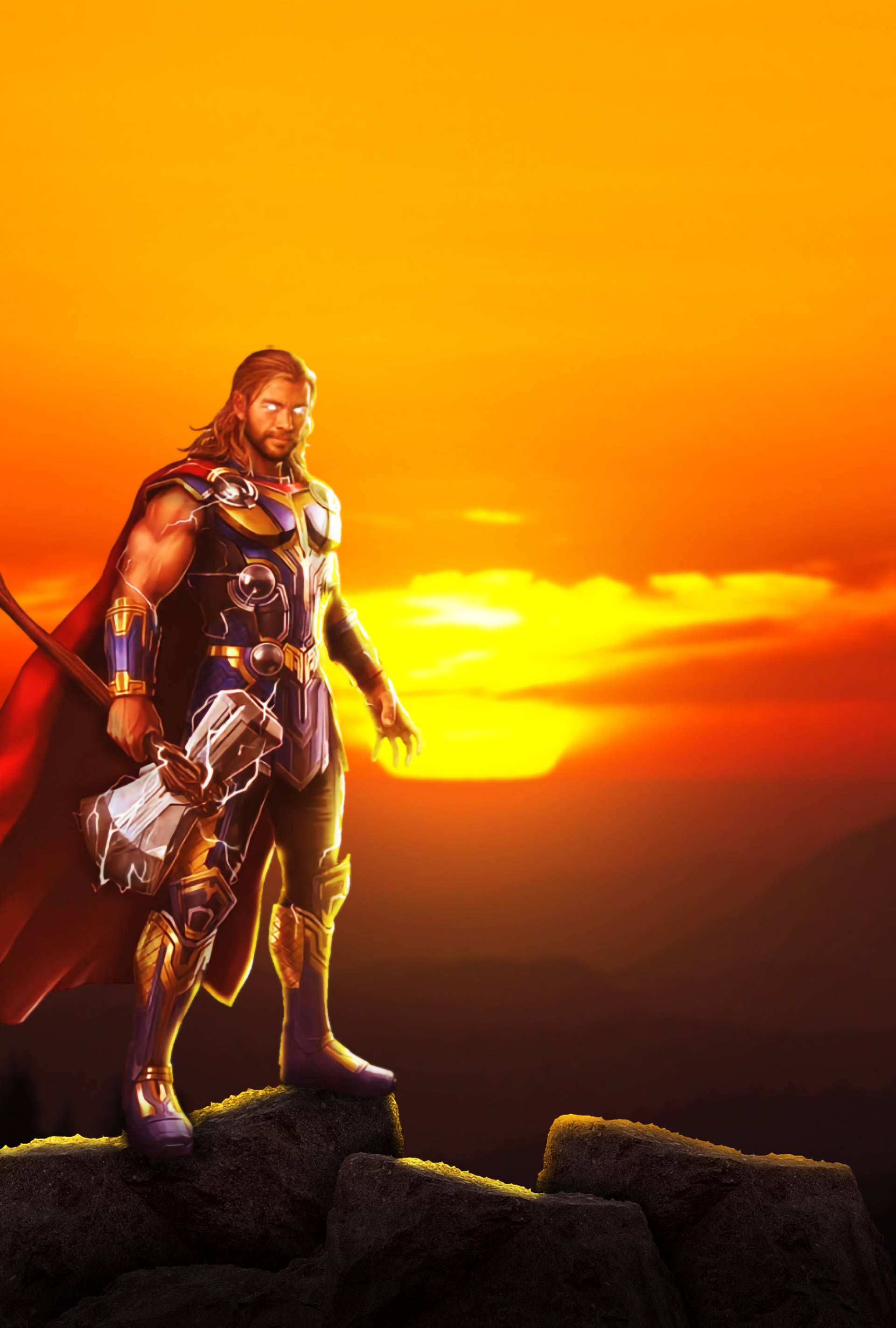 Sining ng Paglubog ng Araw ng Thor Love And Thunder Wallpaper