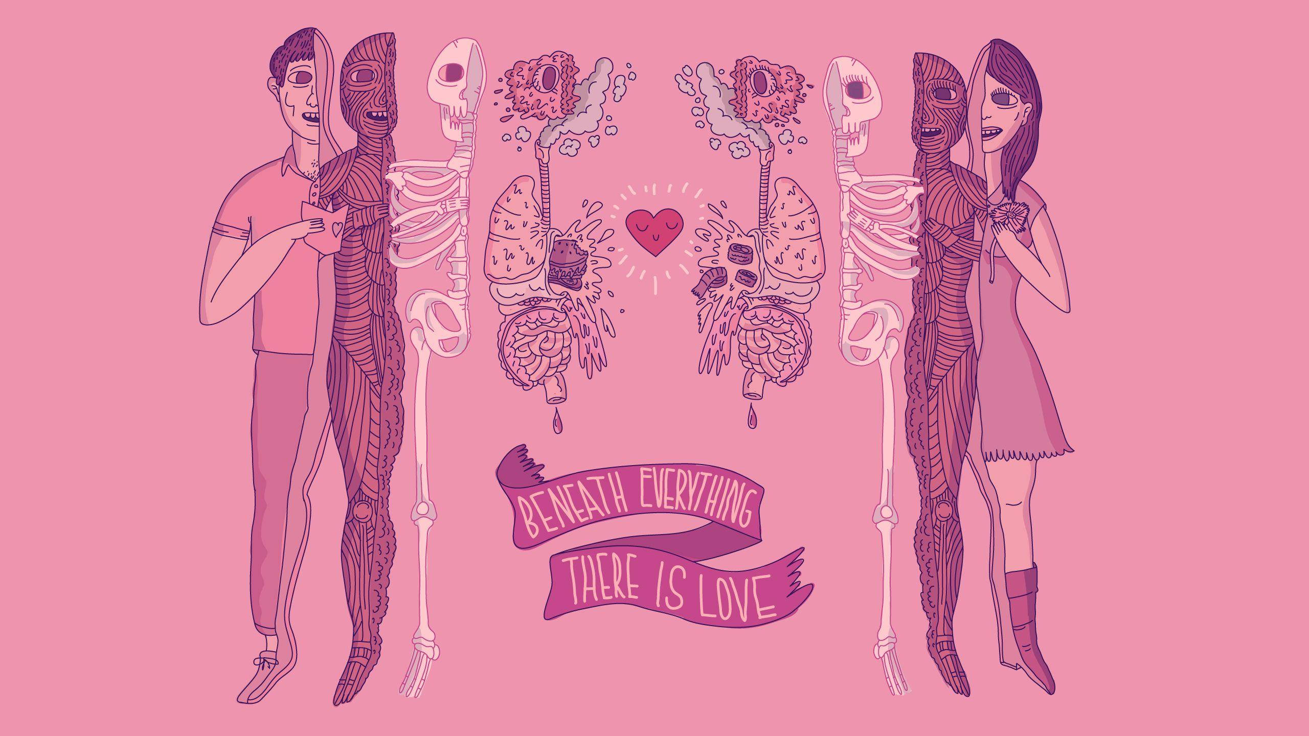 Sining ng Pastel Gore na Graphic ng mga Bahagi ng Katawan ng Tao Wallpaper