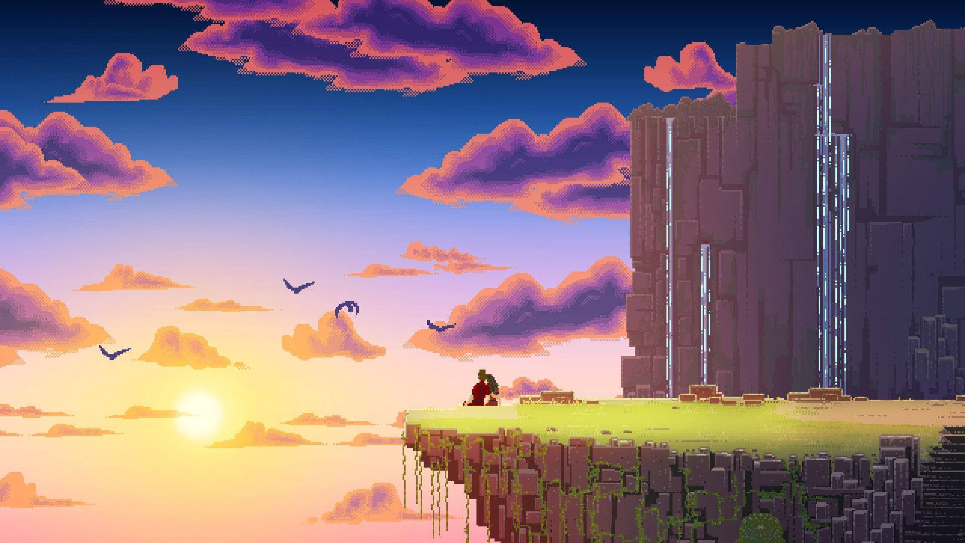 Sining ng Pixel Paradise Aesthetic Wallpaper