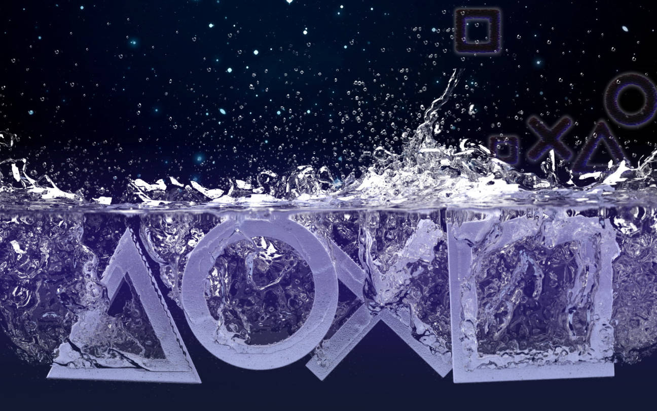 Sining ng PS4 Logo na Lila sa Tubig Wallpaper