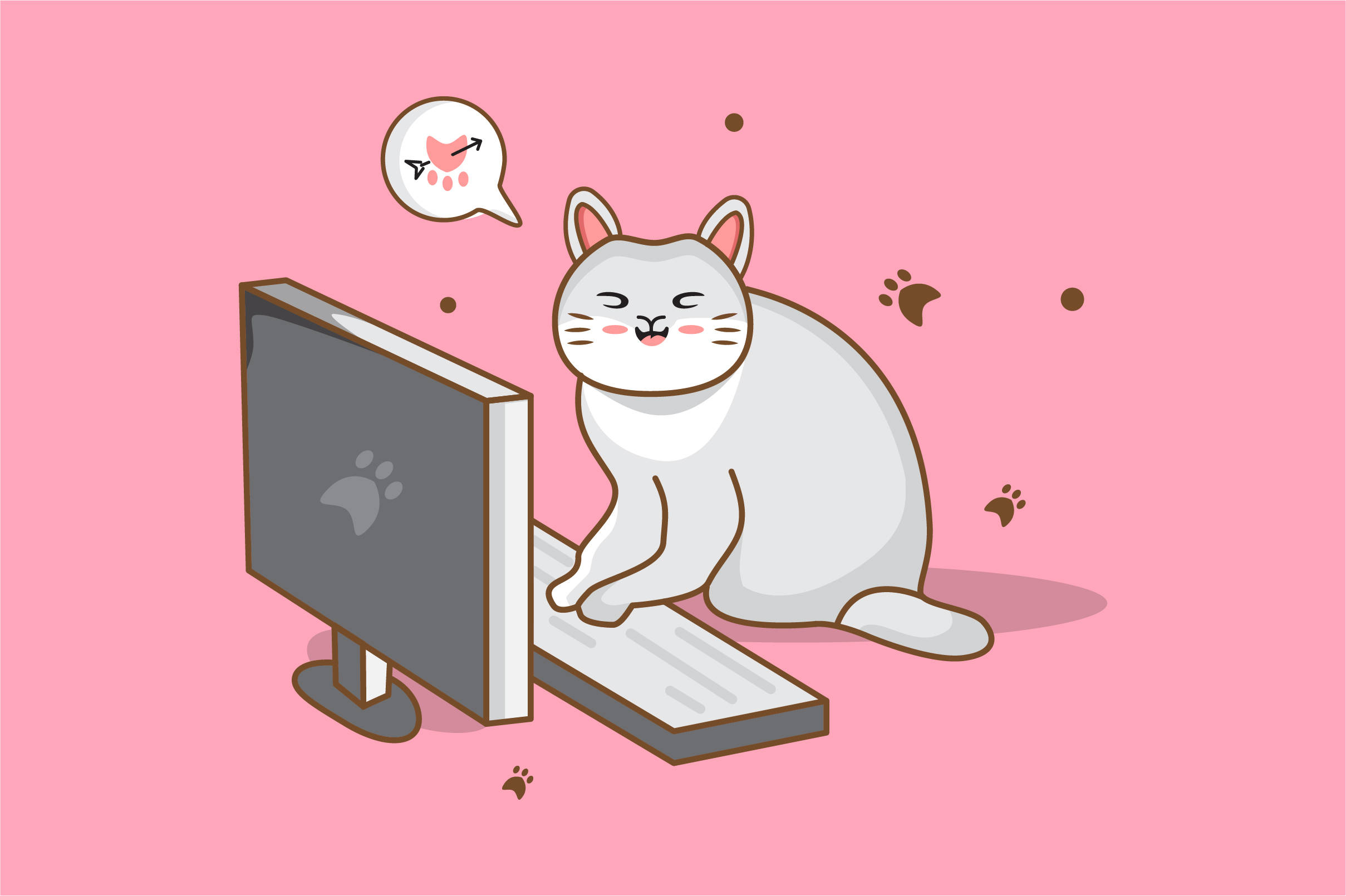 Sining ng Pusa sa Computer Keyboard Wallpaper